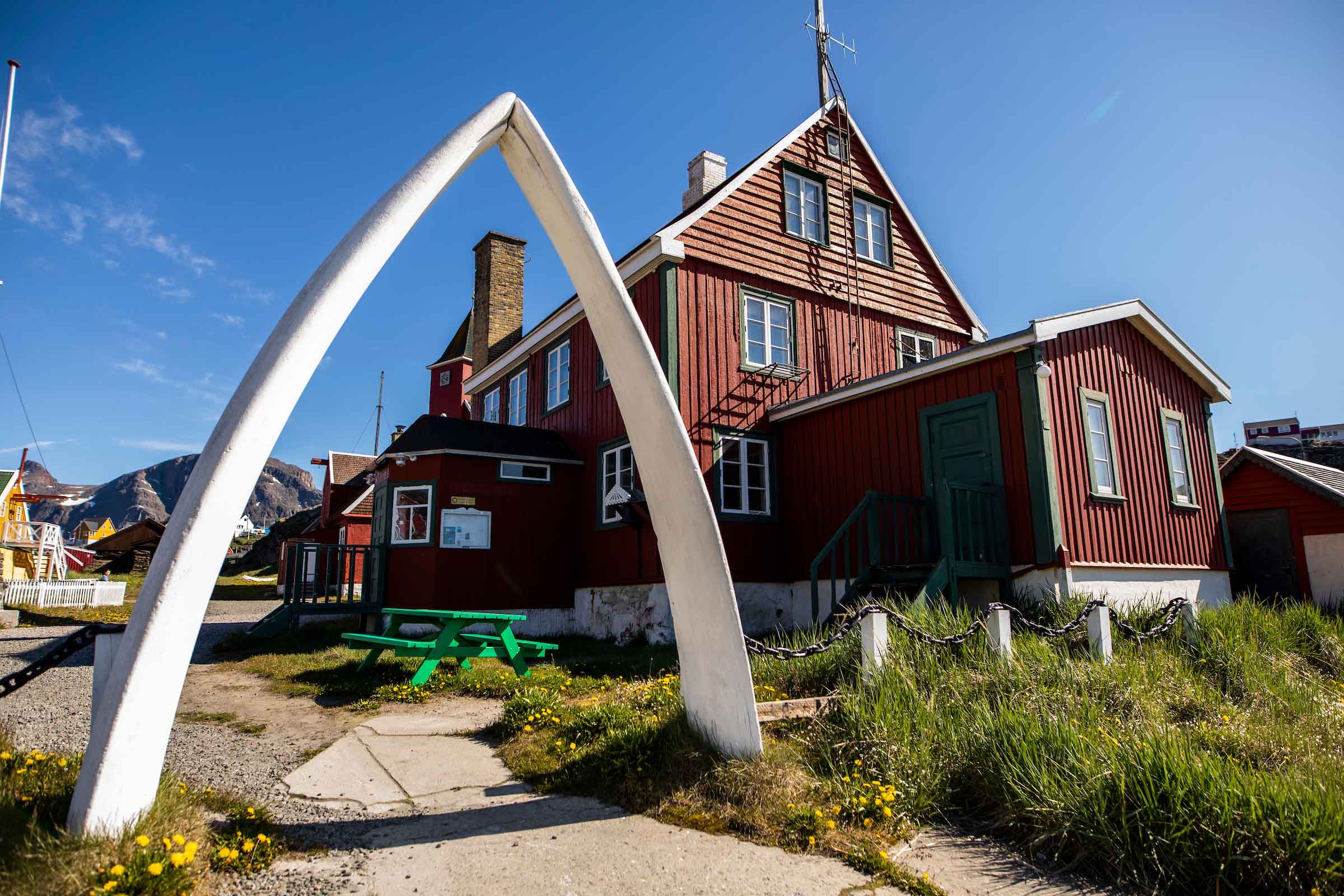 Entrance to Sisimiut Museum showcasing traditional Greenlandic architecture and Arctic design principles
