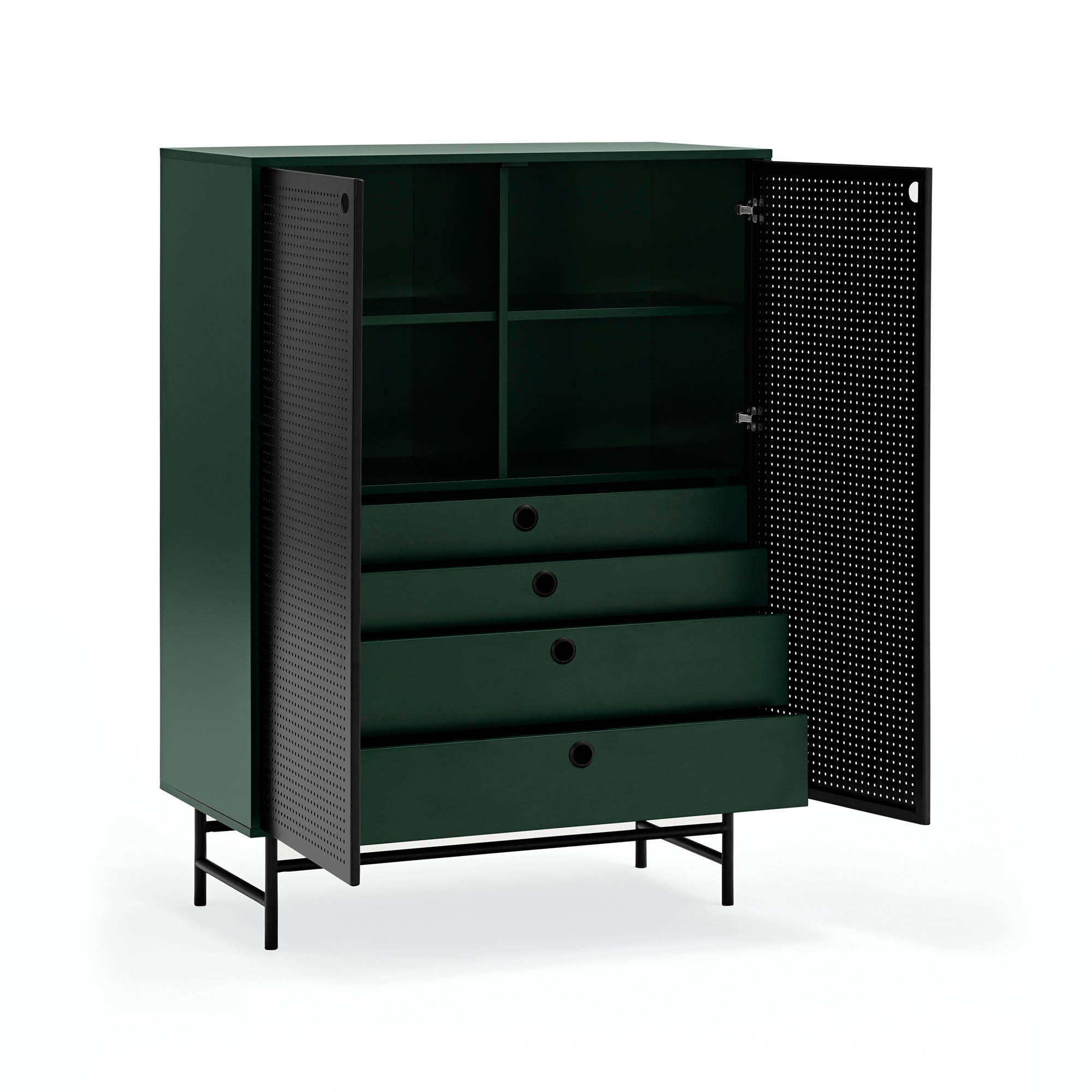 Occasional Cabinet Punto 2D/4Inner Drawers Black/D