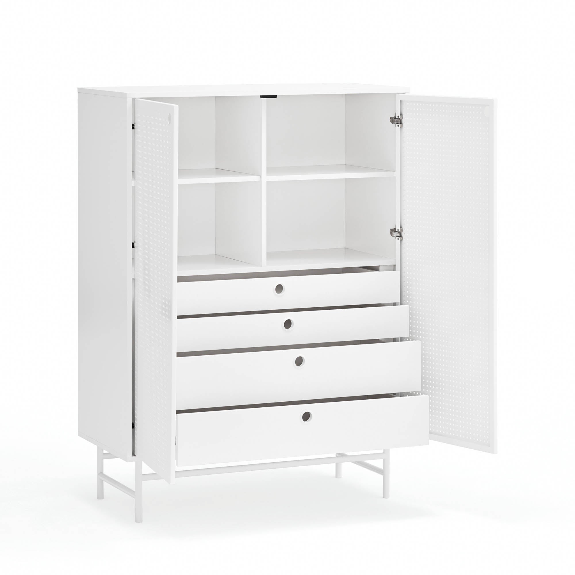 Occasional Cabinet Punto 2D/4Inner Drawers White