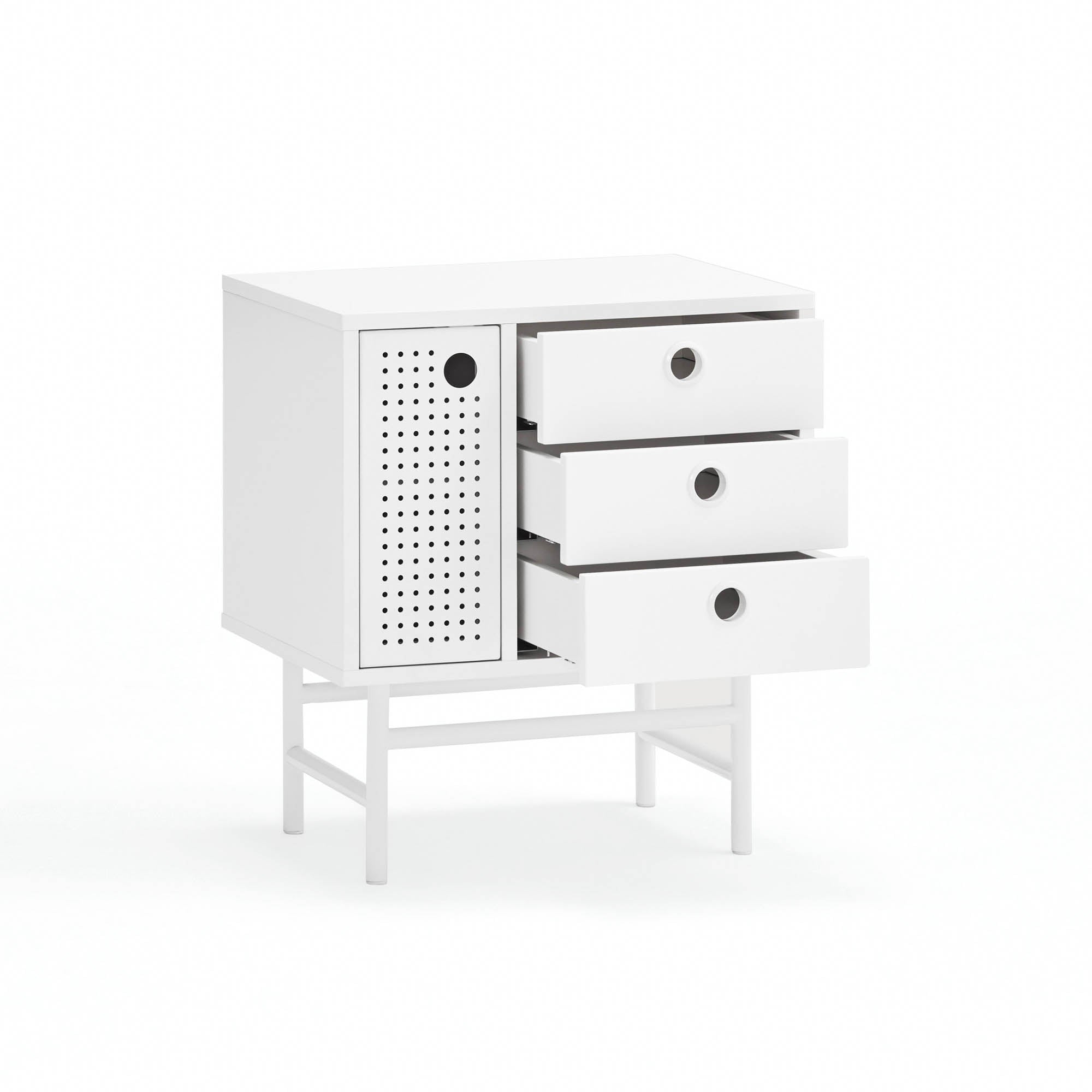 Bedside Table Punto 1D3Dr White