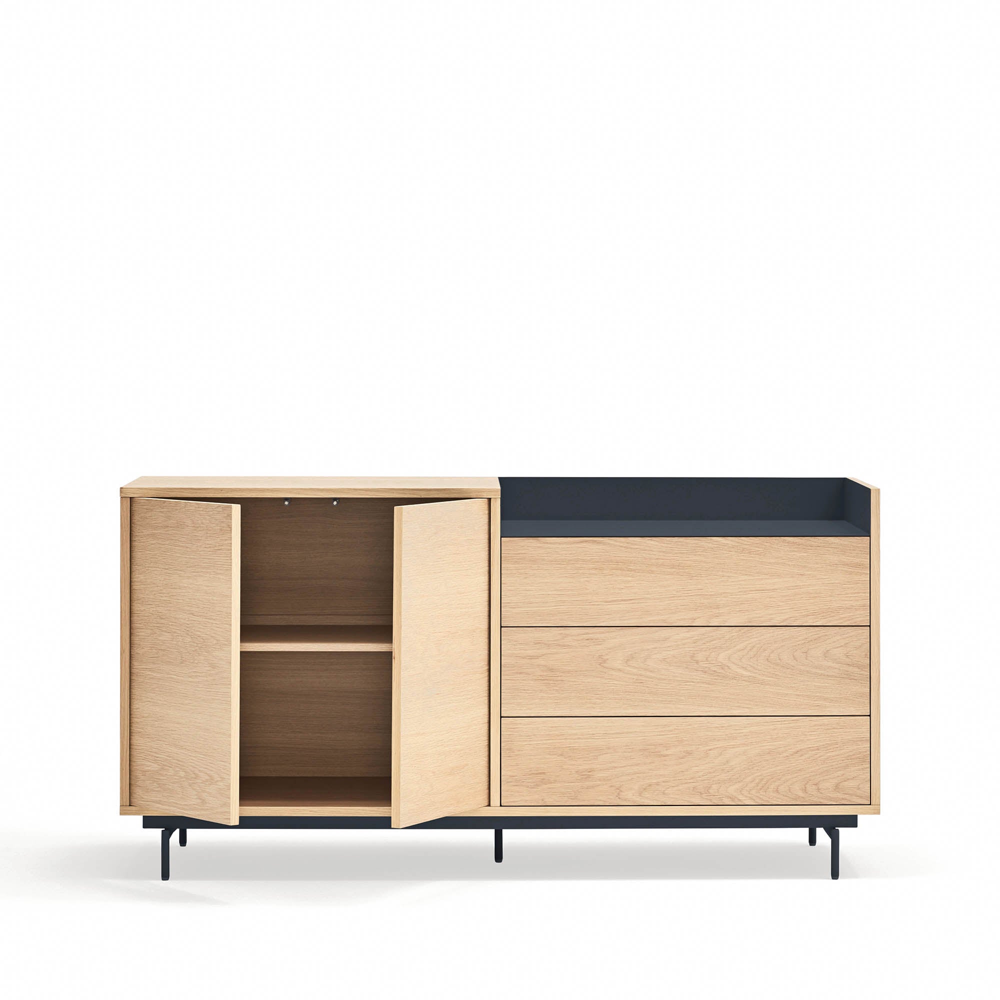 Sideboard Valley 2D3Dr Oak Metal Tray/ Legs Dark B