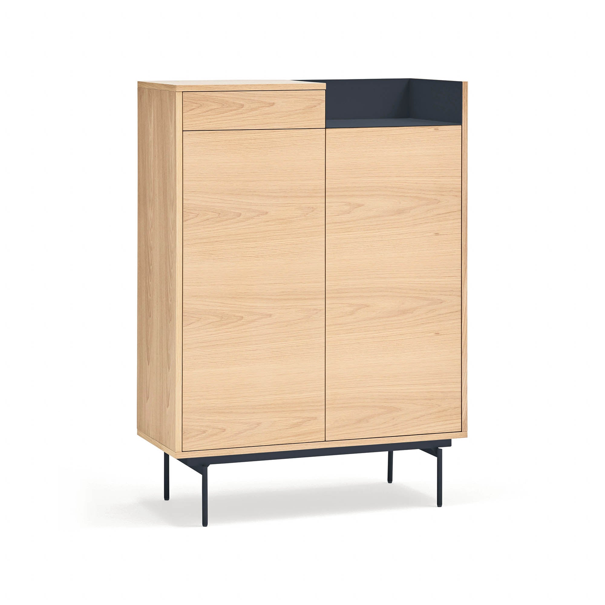 Occasional Cabinet Valley 2D1Dr Oak Metal Tray/ Le