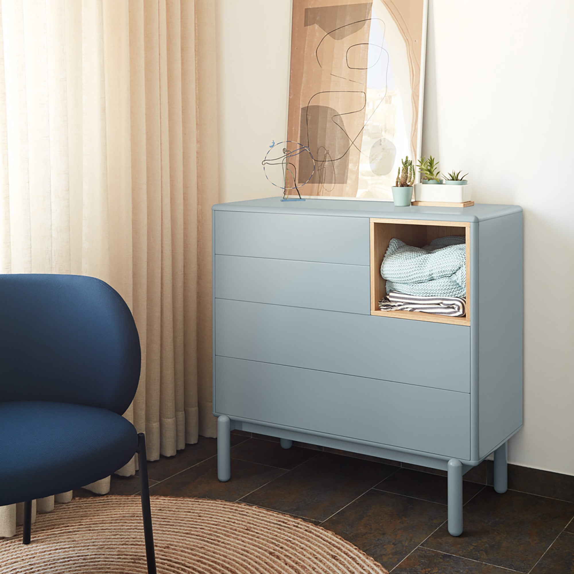 Chest Corvo 4Dr1H Pearl Grey