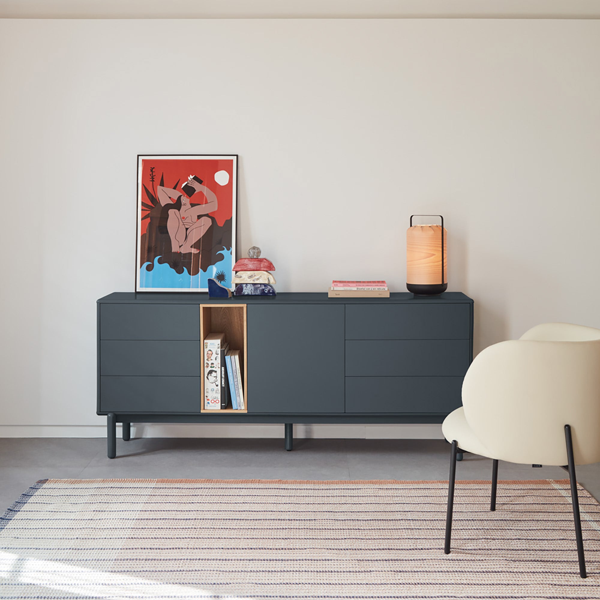 Sideboard Corvo 1D6Dr1H 180Cm Anthracite Gray