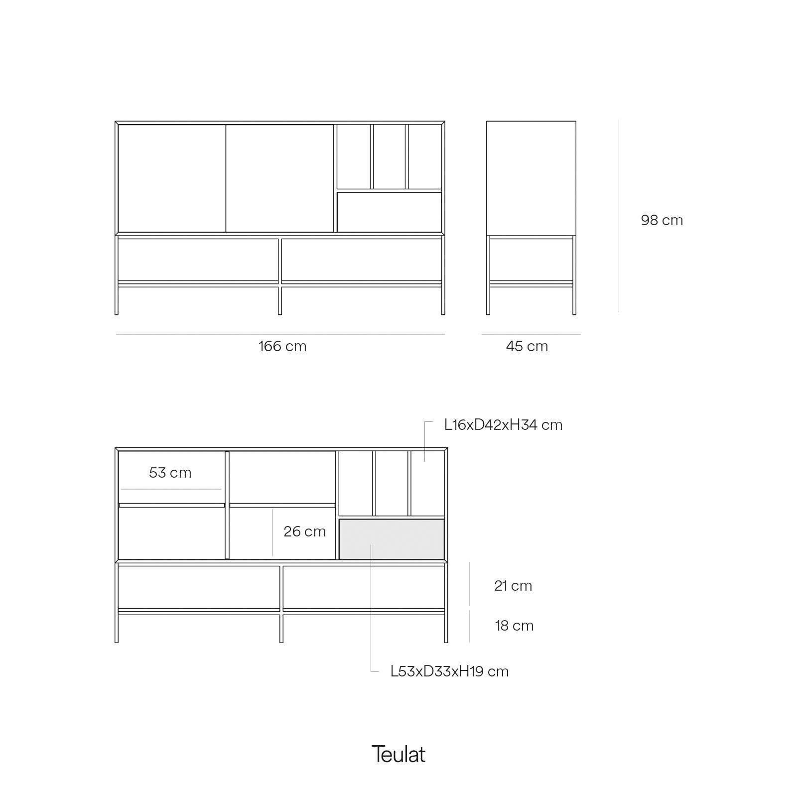 Sideboard Platt 2D1Dr3H 166Cm Black
