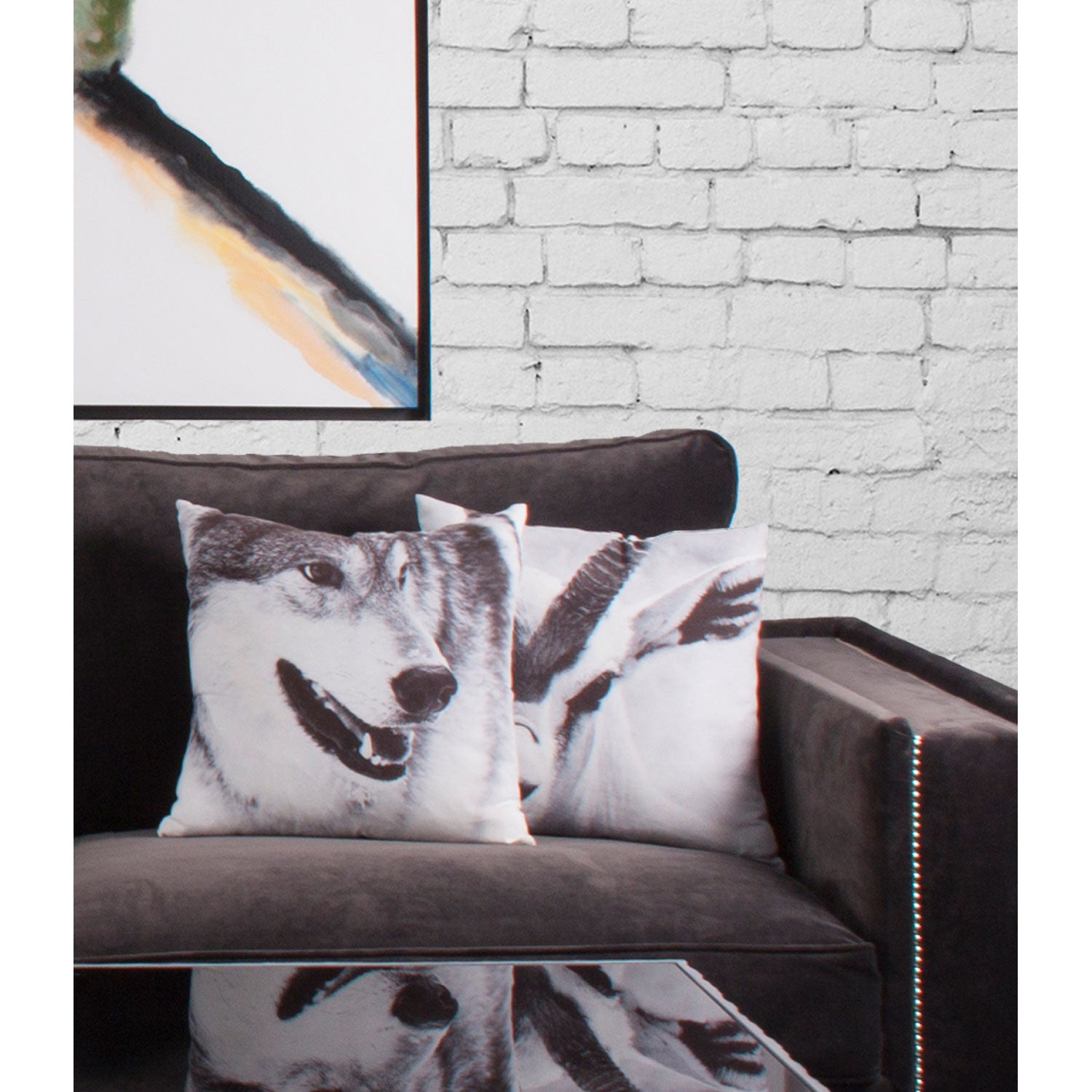 Cabra Square Cushion - Shabby Chic White with Black Foam