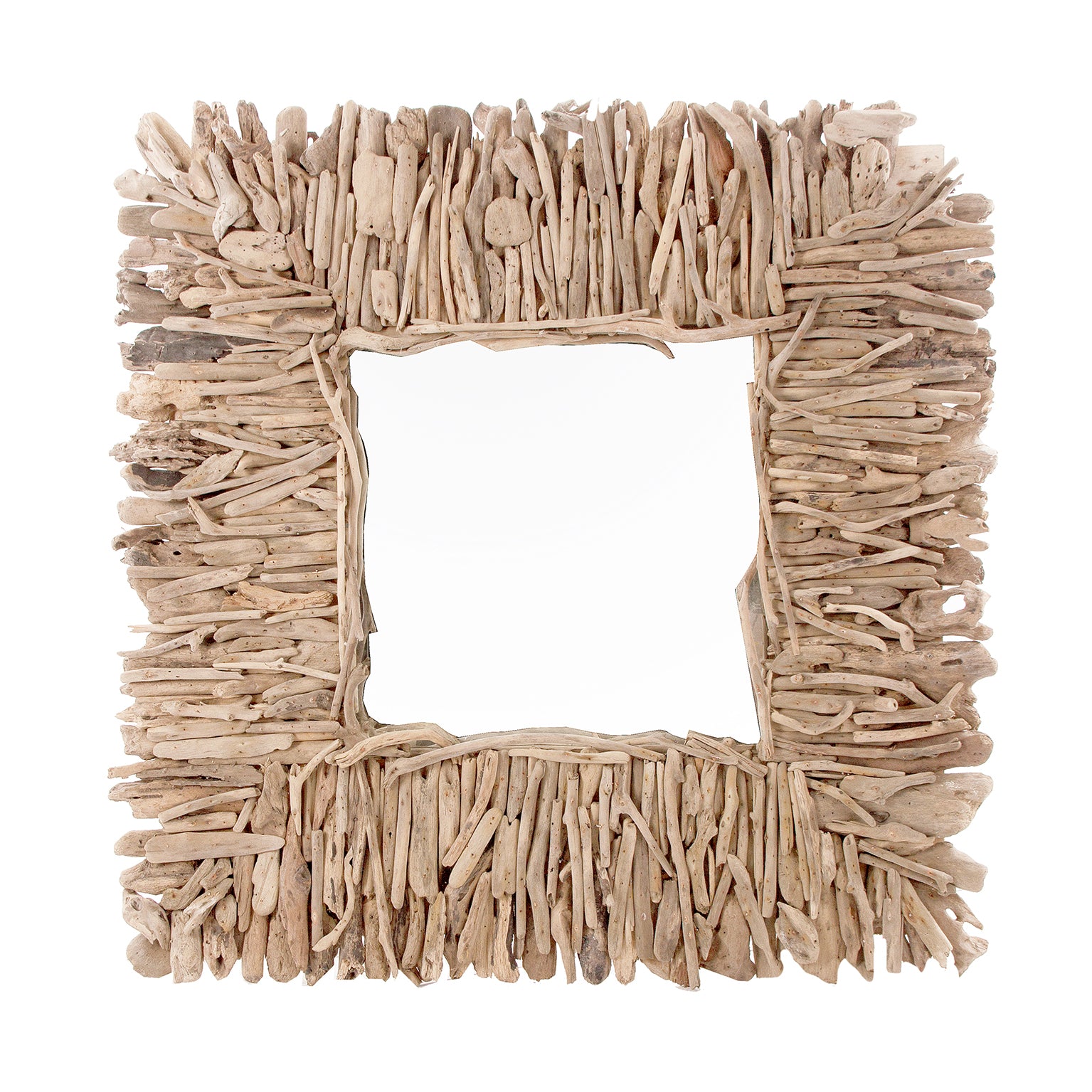 Varverg Ethnic Mirror - Square Mindi Wood with Distressed Finish