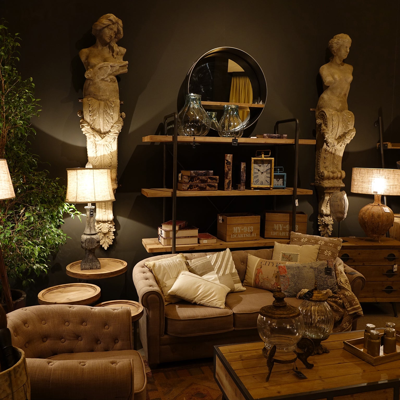 Contemporary Table Lamp - Brown Resin with Jute & Cotton Shade