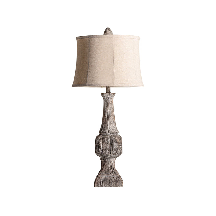 Contemporary Table Lamp - Brown Resin with Jute & Cotton Shade