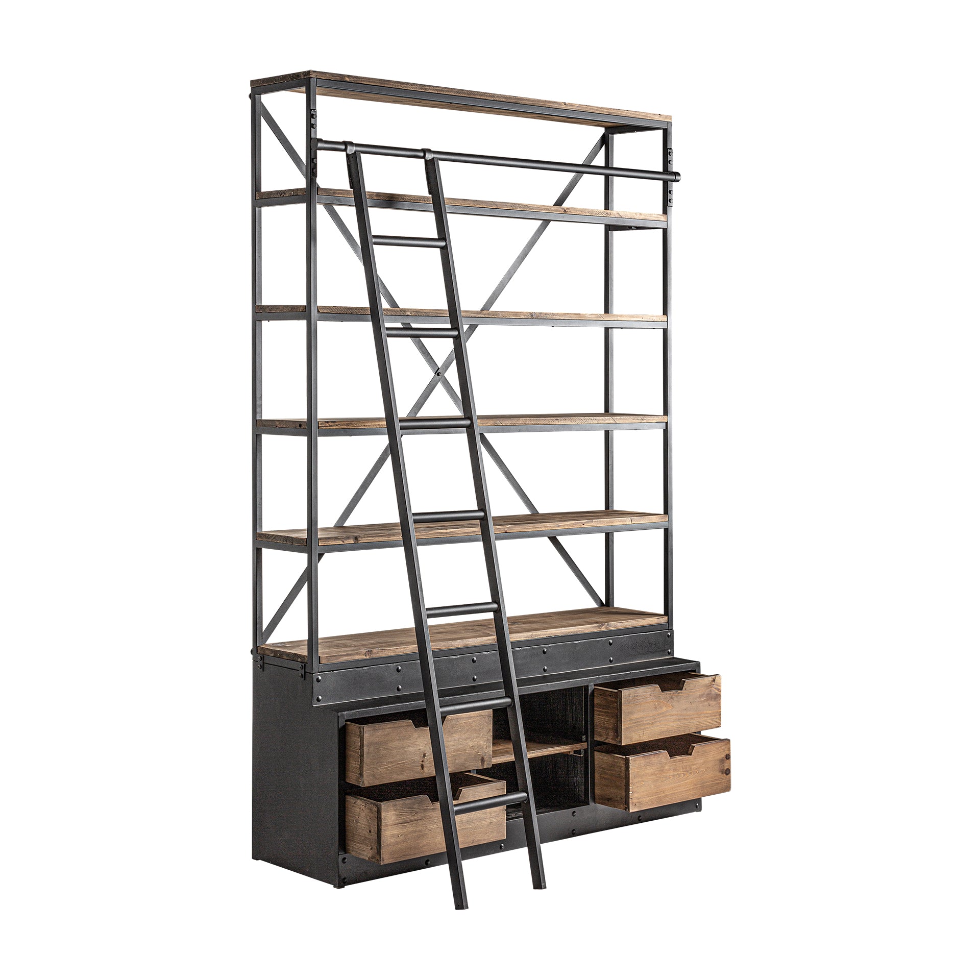 Ivalo Industrial Bookcase - Recycled Pine & Iron