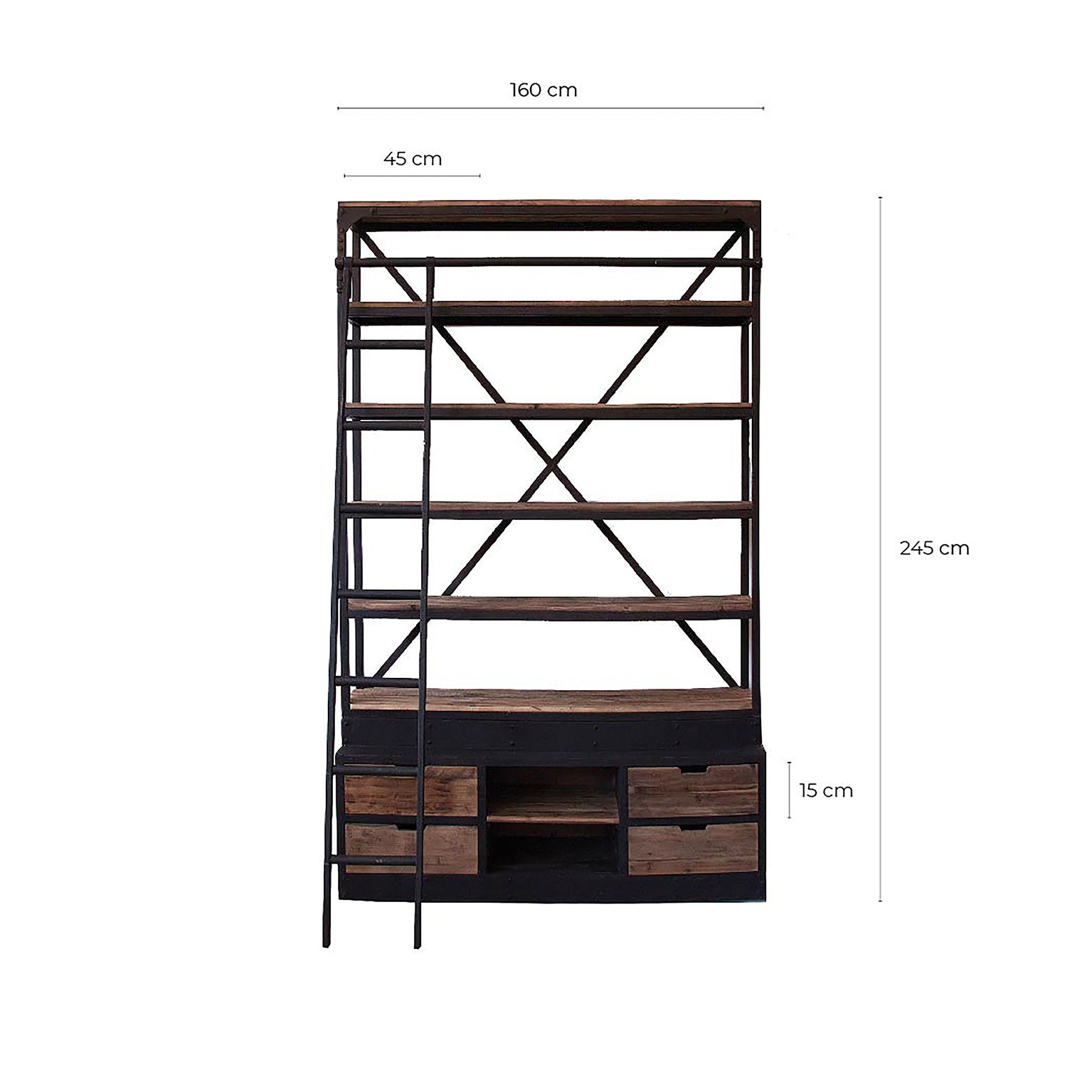 Ivalo Industrial Bookcase - Recycled Pine & Iron