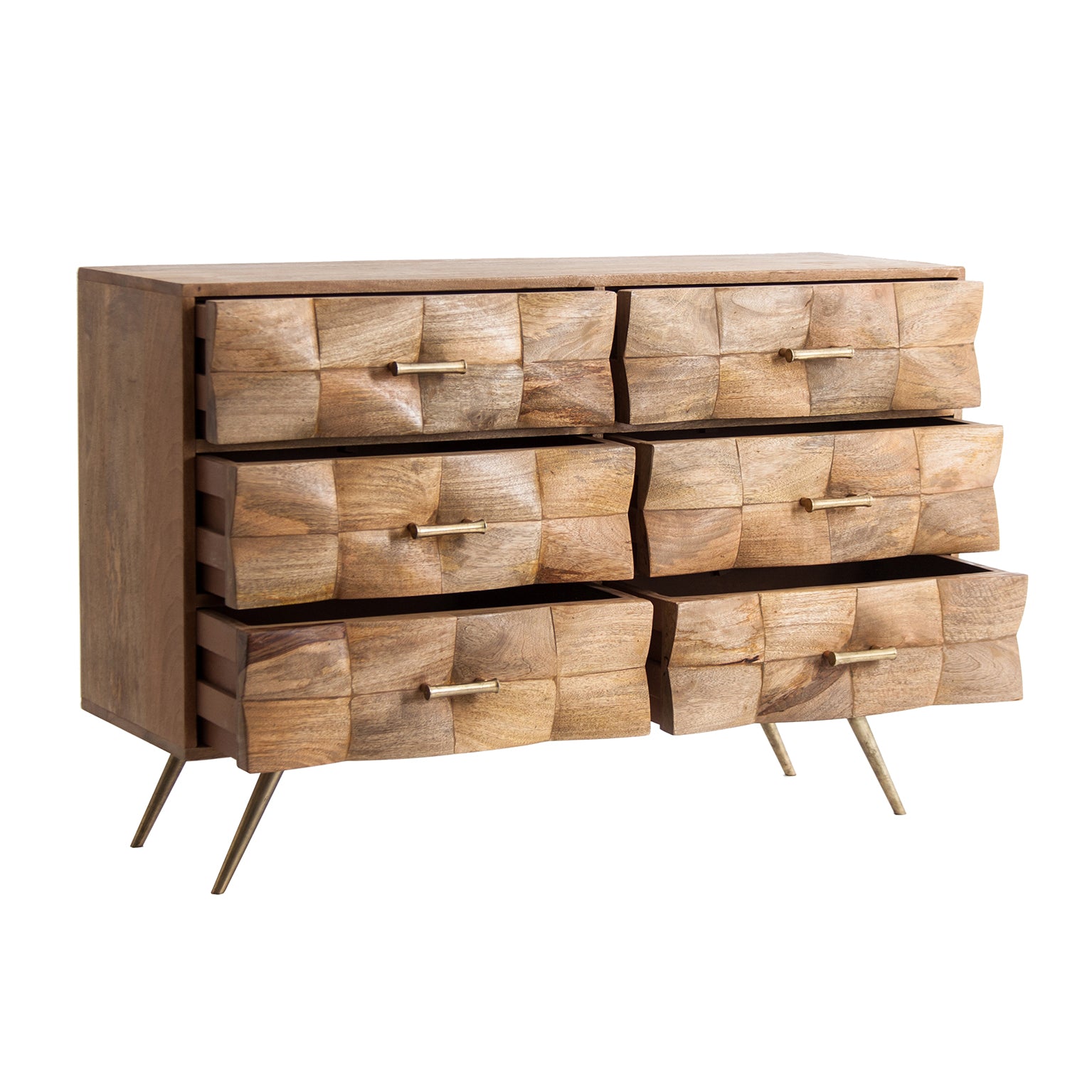 KUSEL Contemporary Chest of Drawers - Brown Iron & Mango Wood