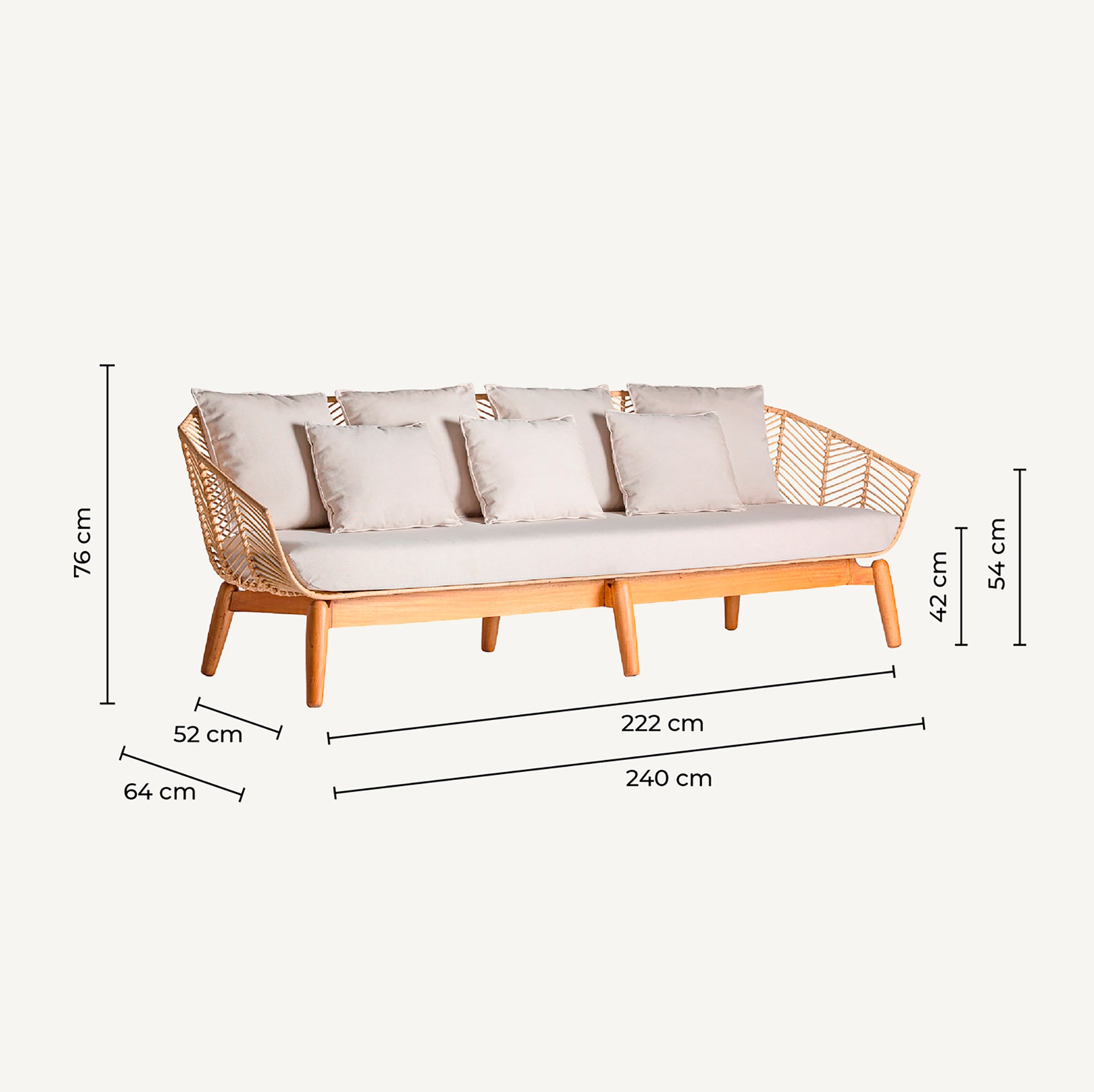 PLISSÉ RATTAN SOFA