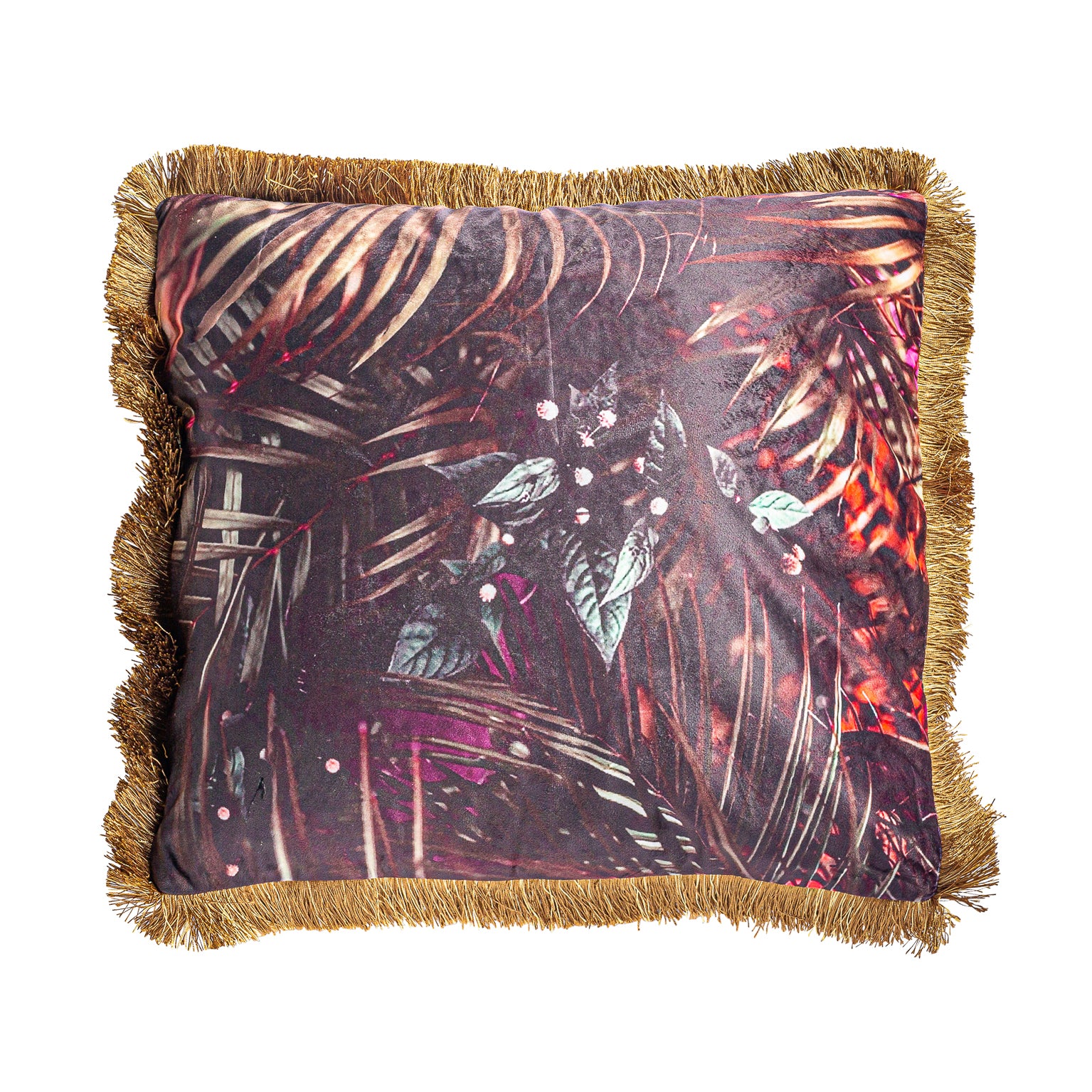 Ceyhun Velvet Cushion - Shabby Chic Dark Square Pillow by Vical
