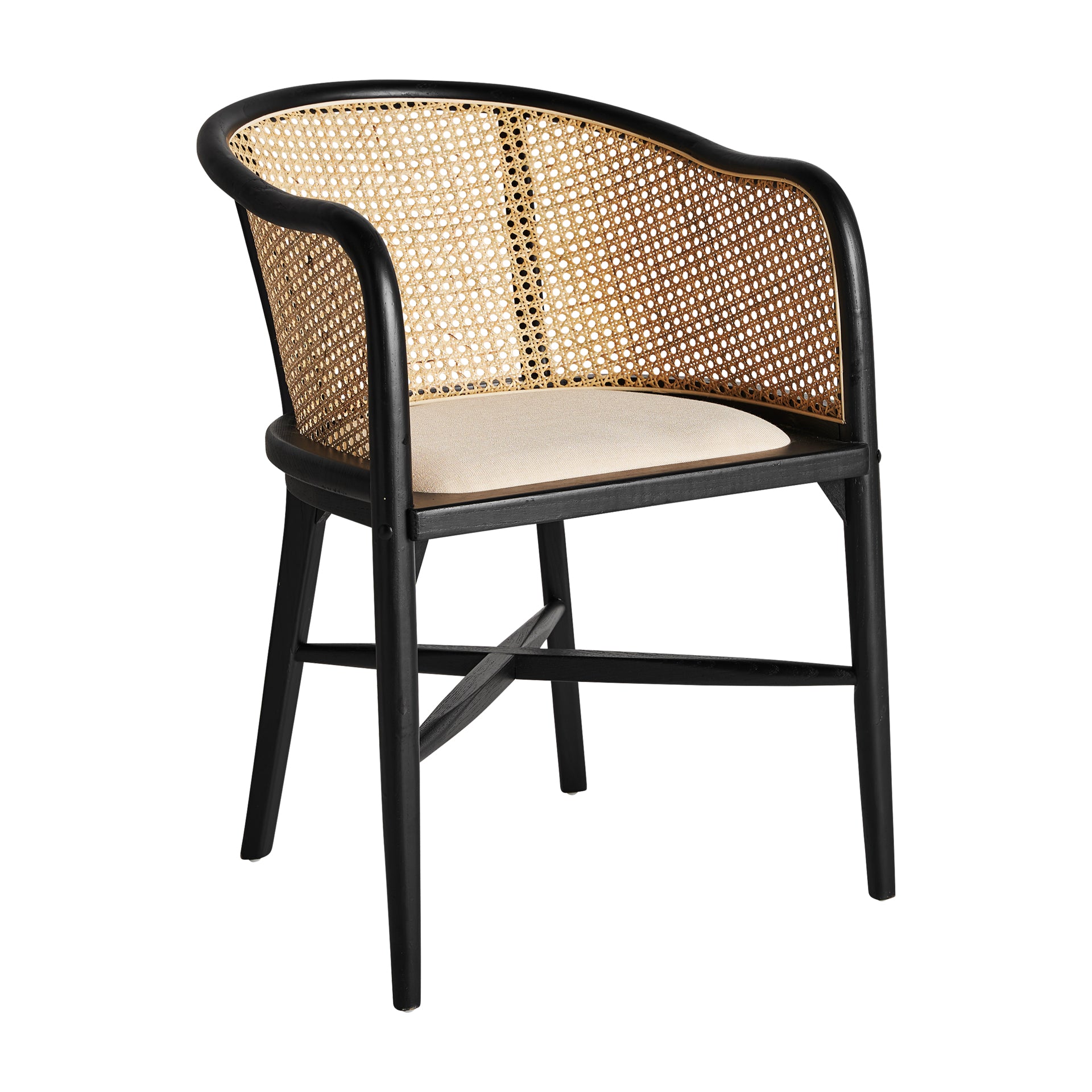 Nuchis Contemporary Birch Armchair – Black & Linen