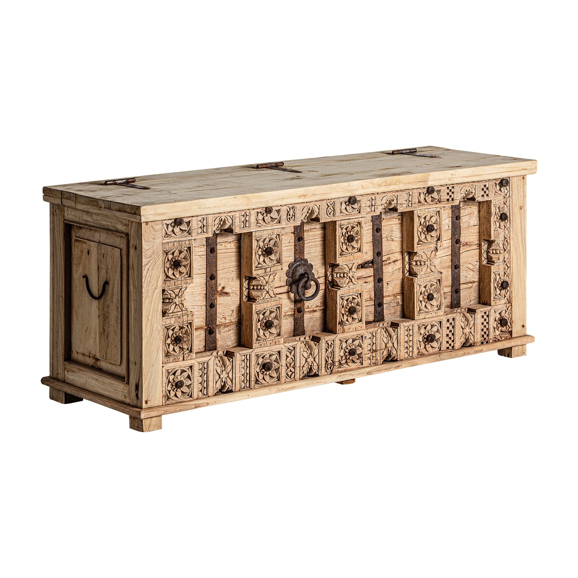 Phalodi Mango Wood TV Stand - Ethnic Style Brown Finish