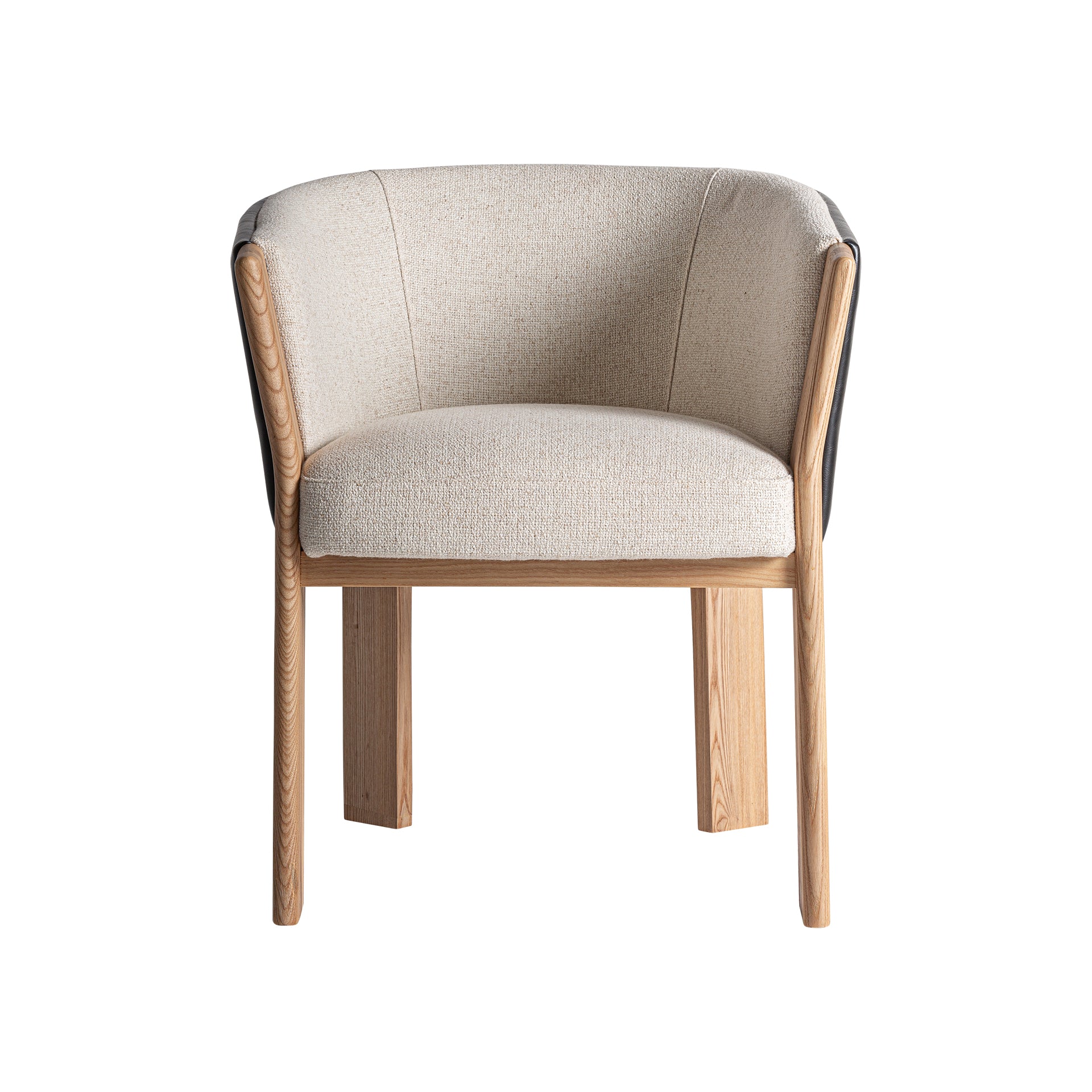 Contemporary Leather Dining Chair in Black & Brown Oak