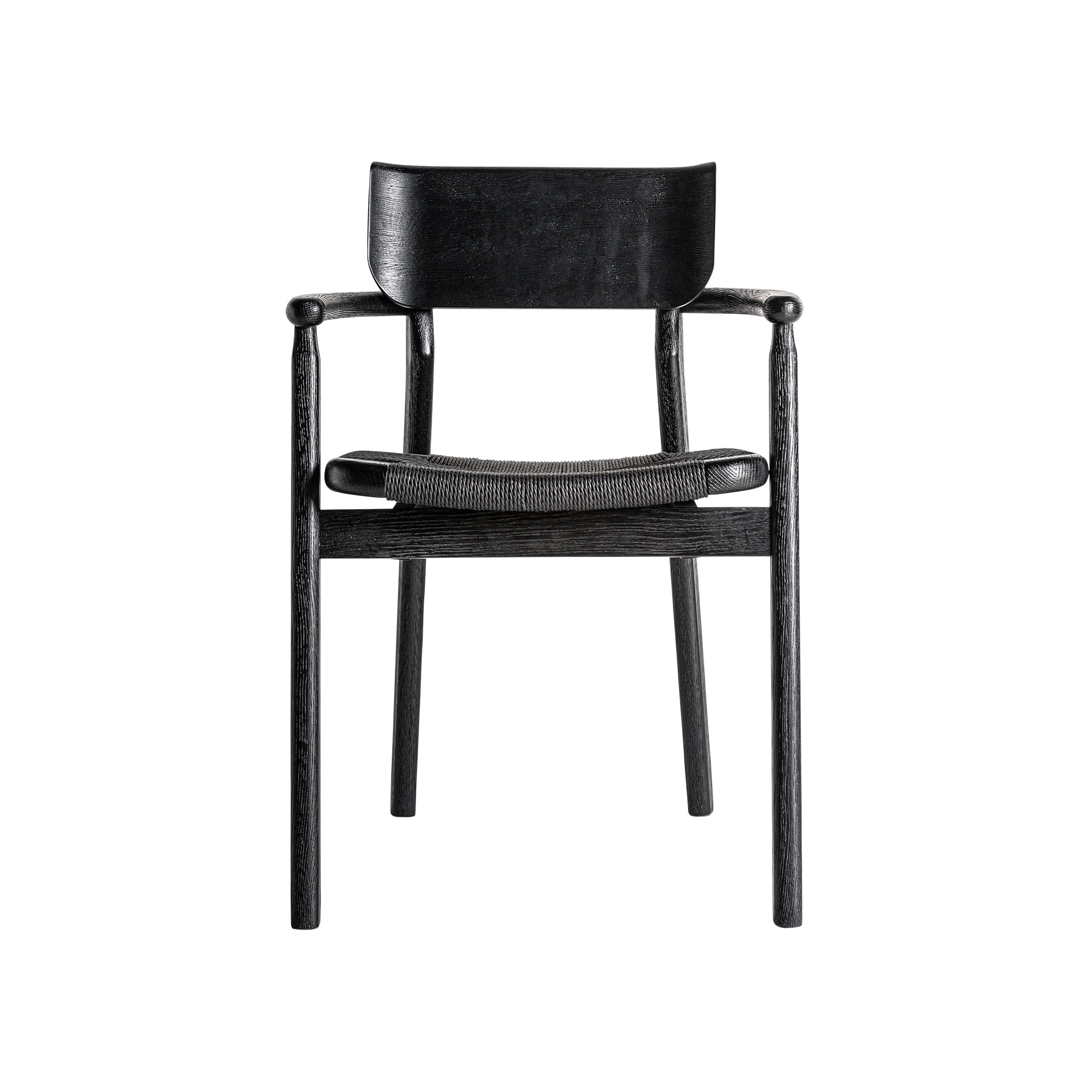 Vintage Oak Chair – Matte Black with Natural Fibre Seat