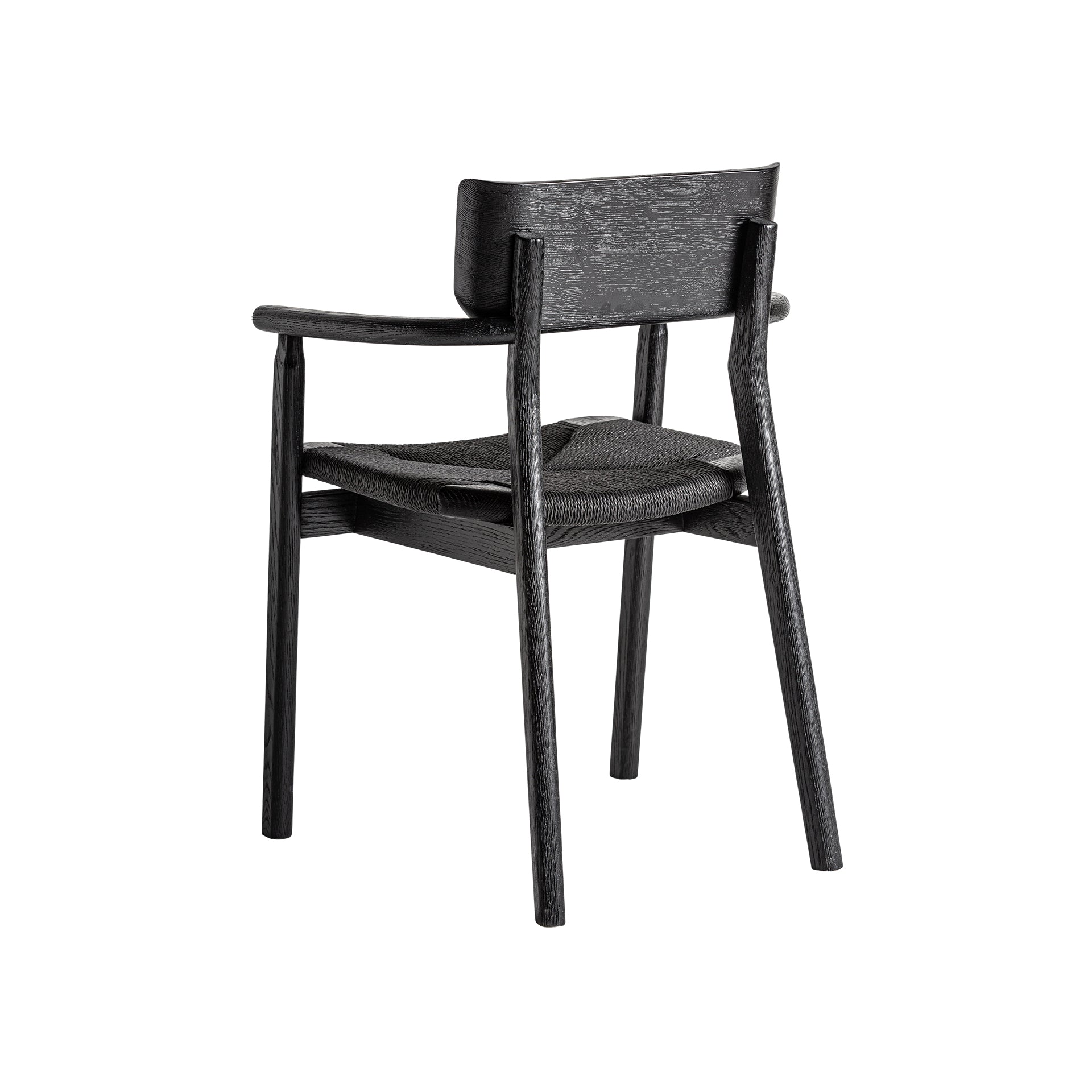 Vintage Oak Chair – Matte Black with Natural Fibre Seat