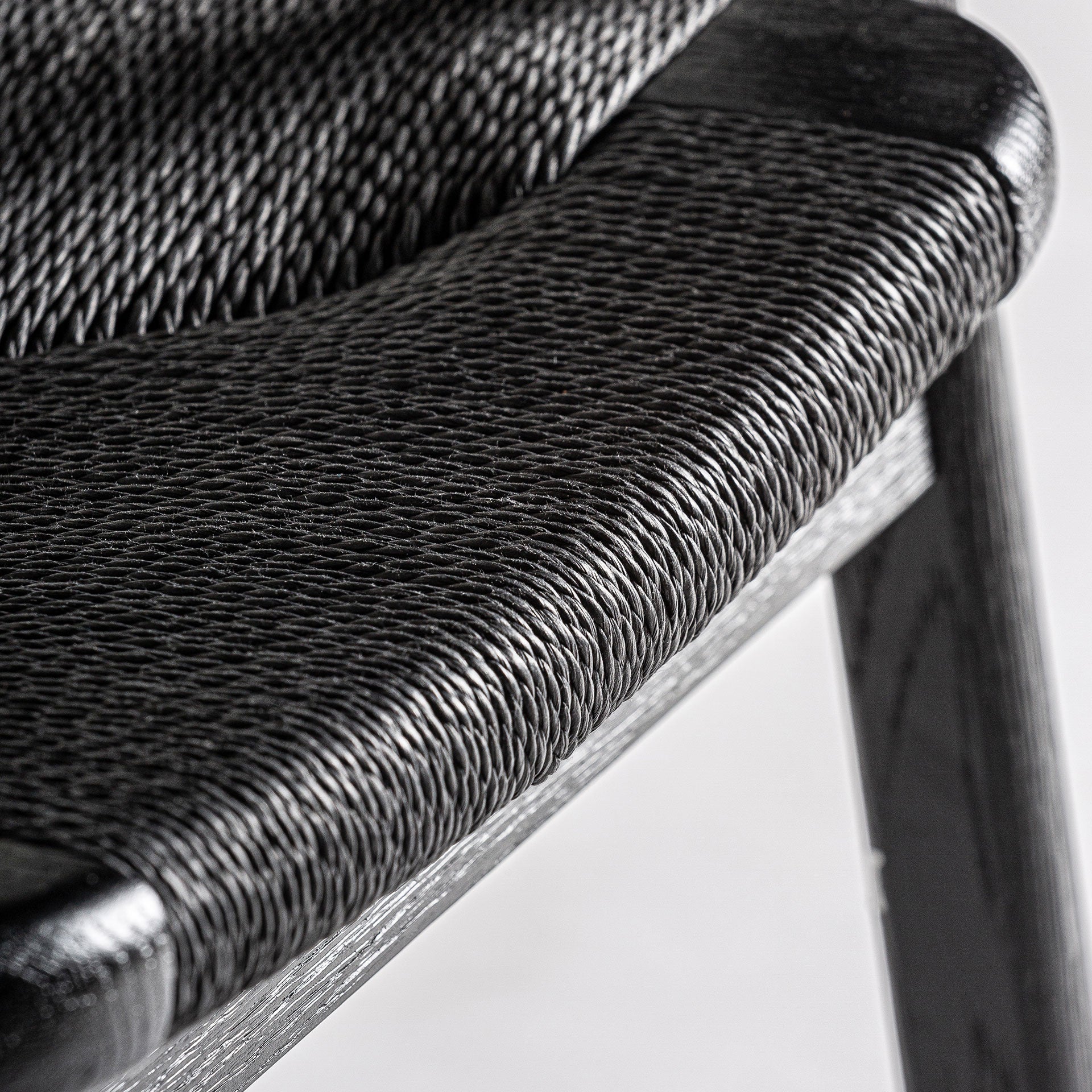 Vintage Oak Chair – Matte Black with Natural Fibre Seat