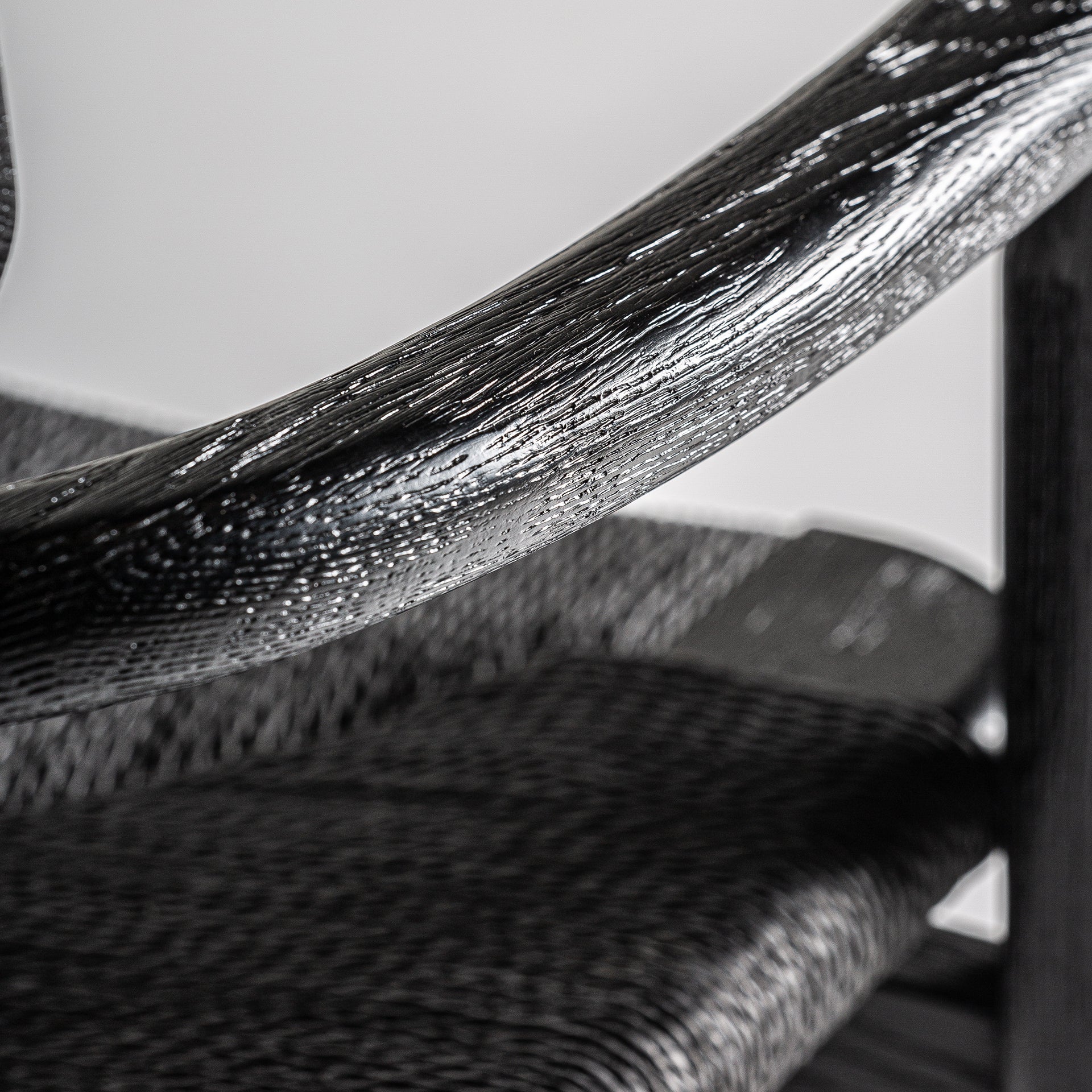 Vintage Oak Chair – Matte Black with Natural Fibre Seat