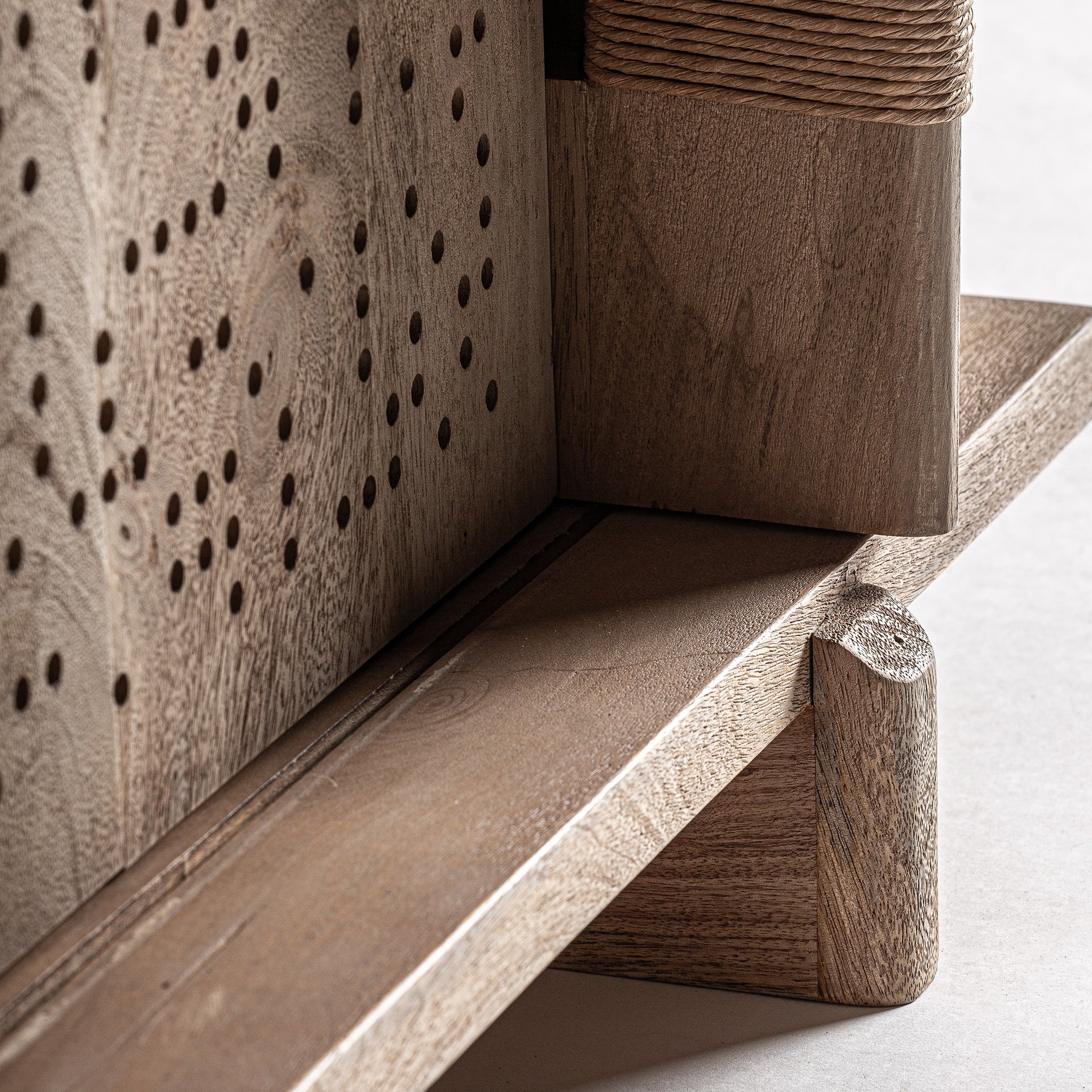 Jacquard Mango Wood TV Stand - Contemporary Light Brown Media Console