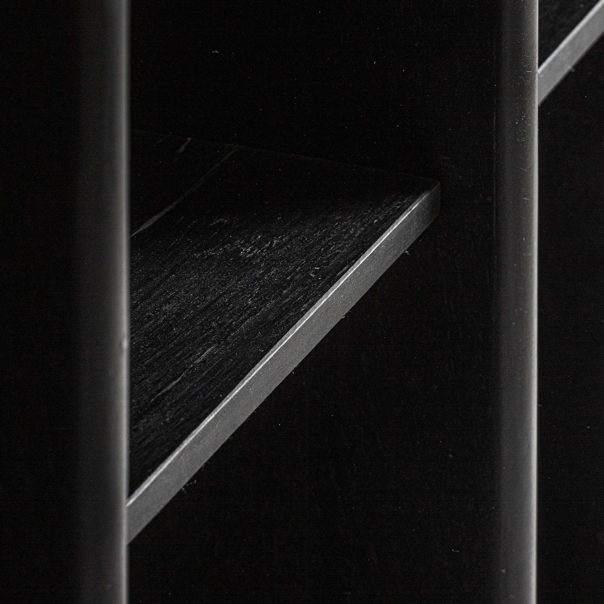 Nara Contemporary Bookcase - Black Mango Wood & Marble