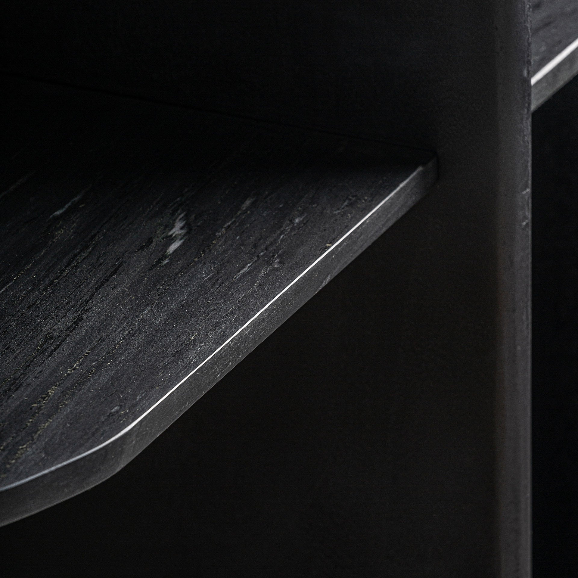 Nara Contemporary Bookcase - Black Mango Wood & Marble