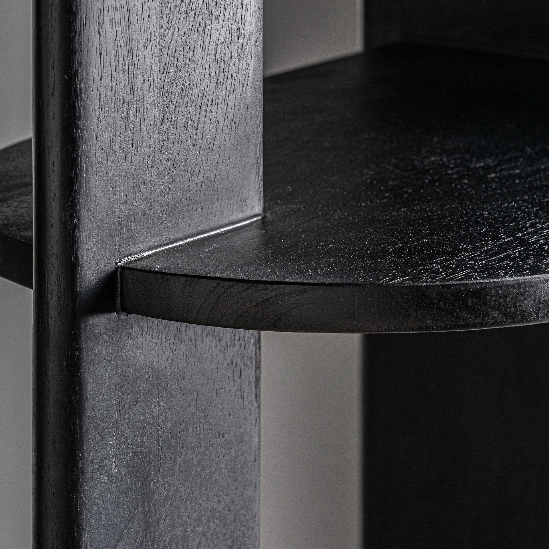 Nara Contemporary Bookcase - Black Mango Wood & Marble