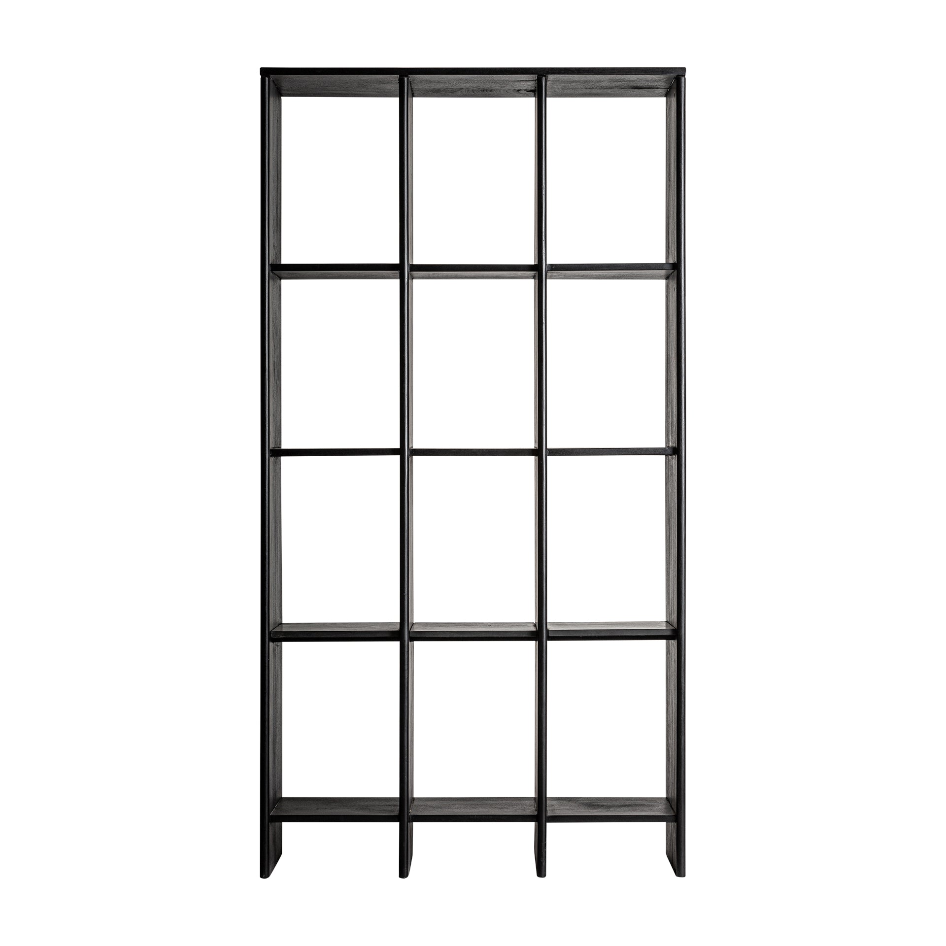 Nara Contemporary Bookcase - Black Mango Wood & Marble