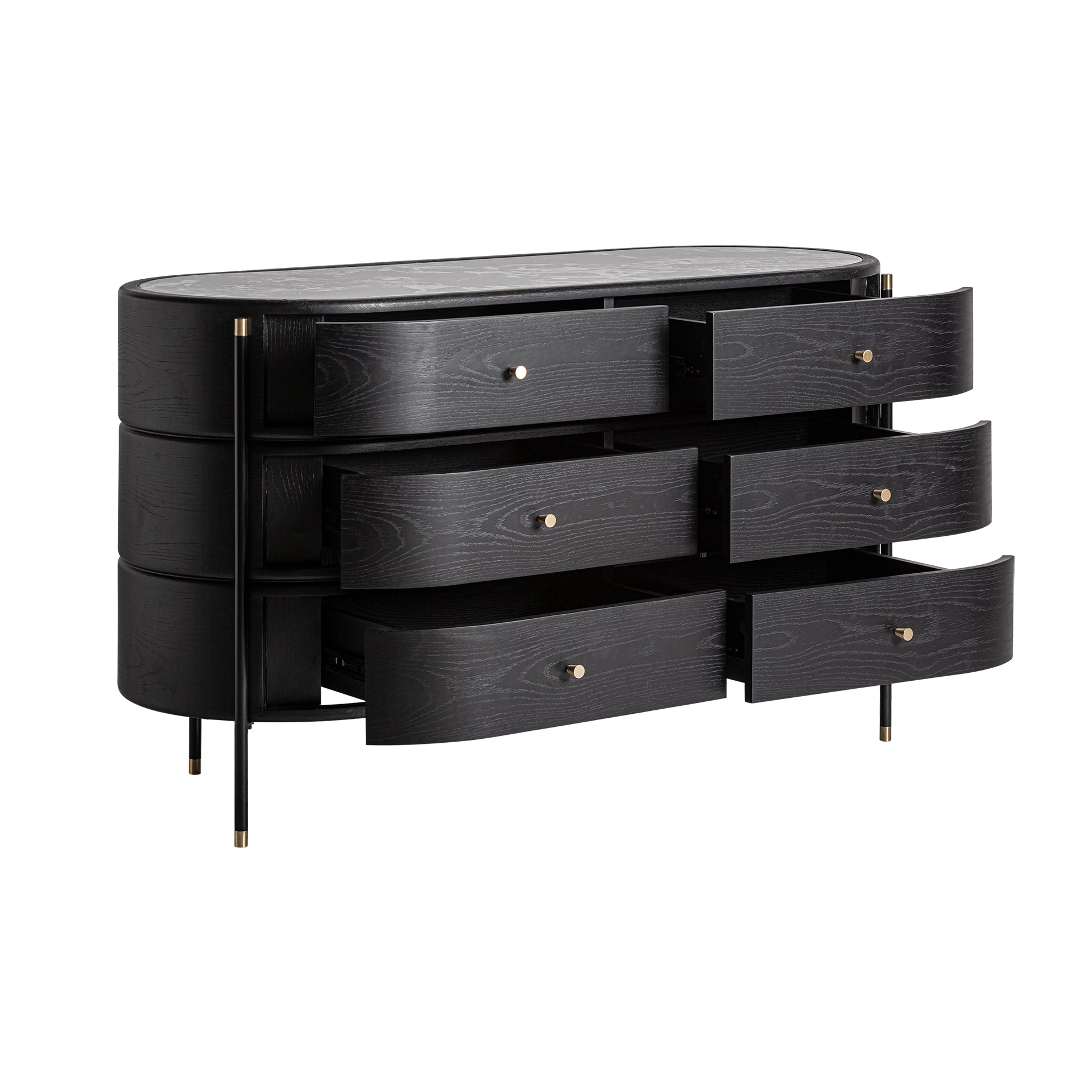 Bilzen Contemporary Chest of Drawers - Black MDF with Ceramic Accents