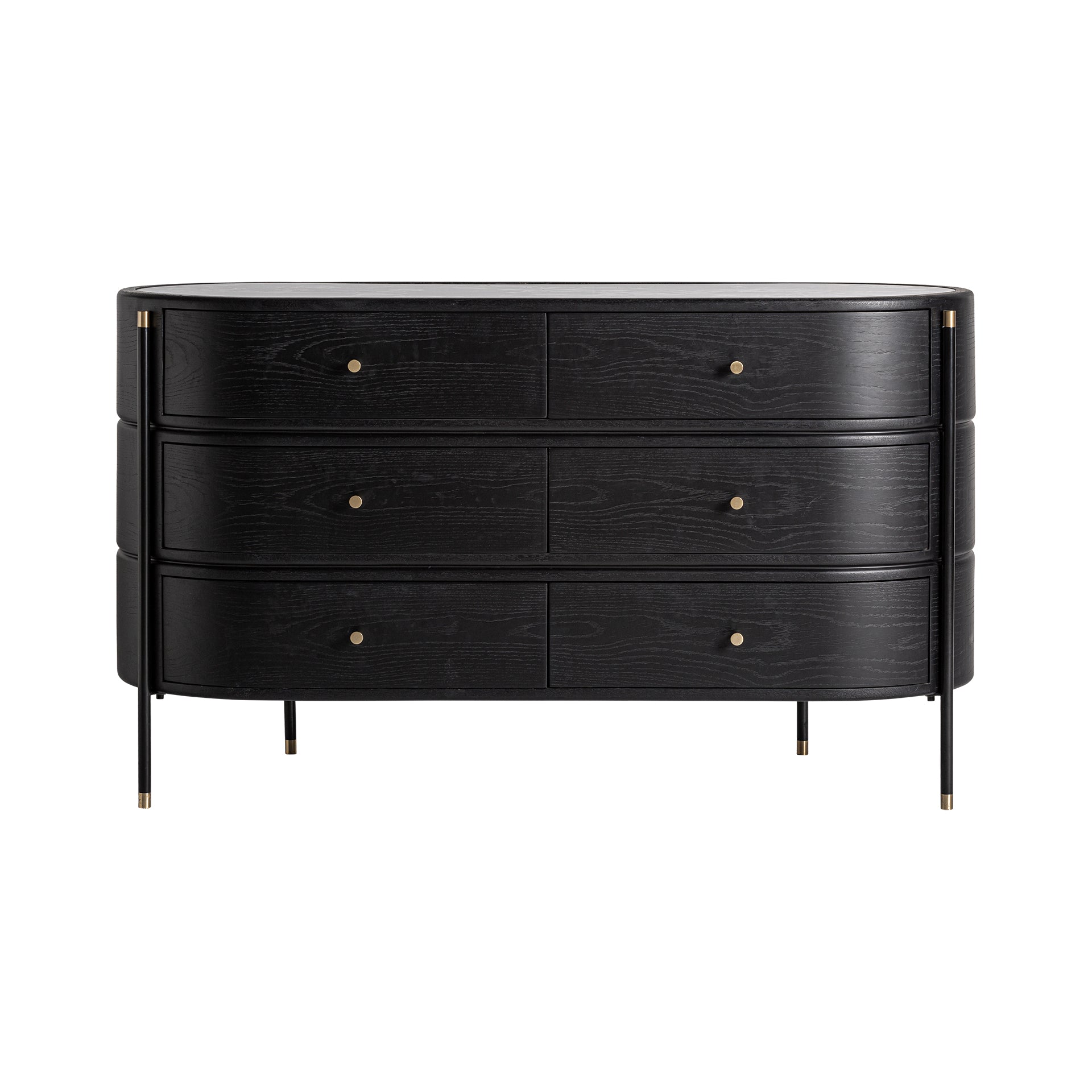 Bilzen Contemporary Chest of Drawers - Black MDF with Ceramic Accents