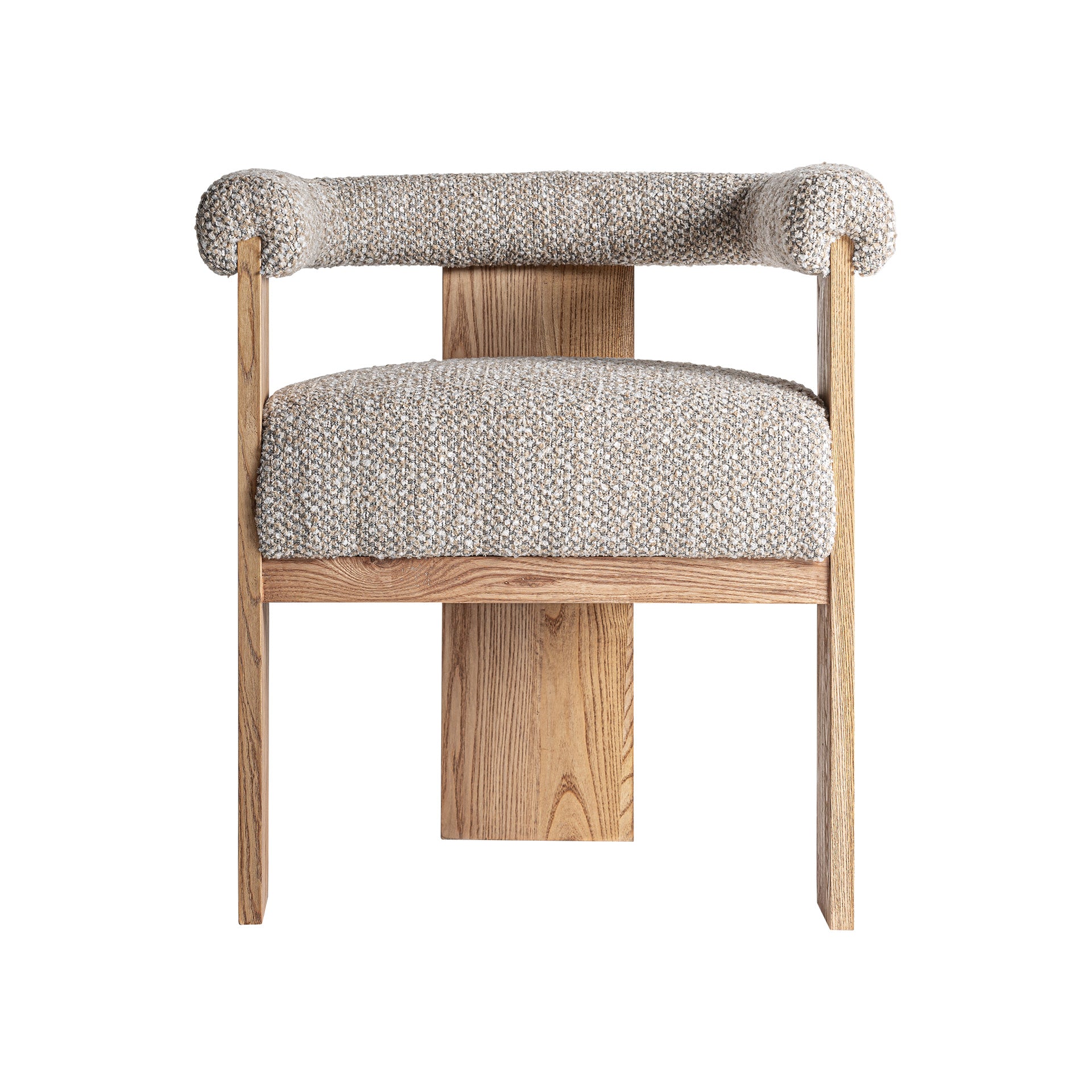 Ustka Contemporary Dining Chair - Grey Polyester & Oak