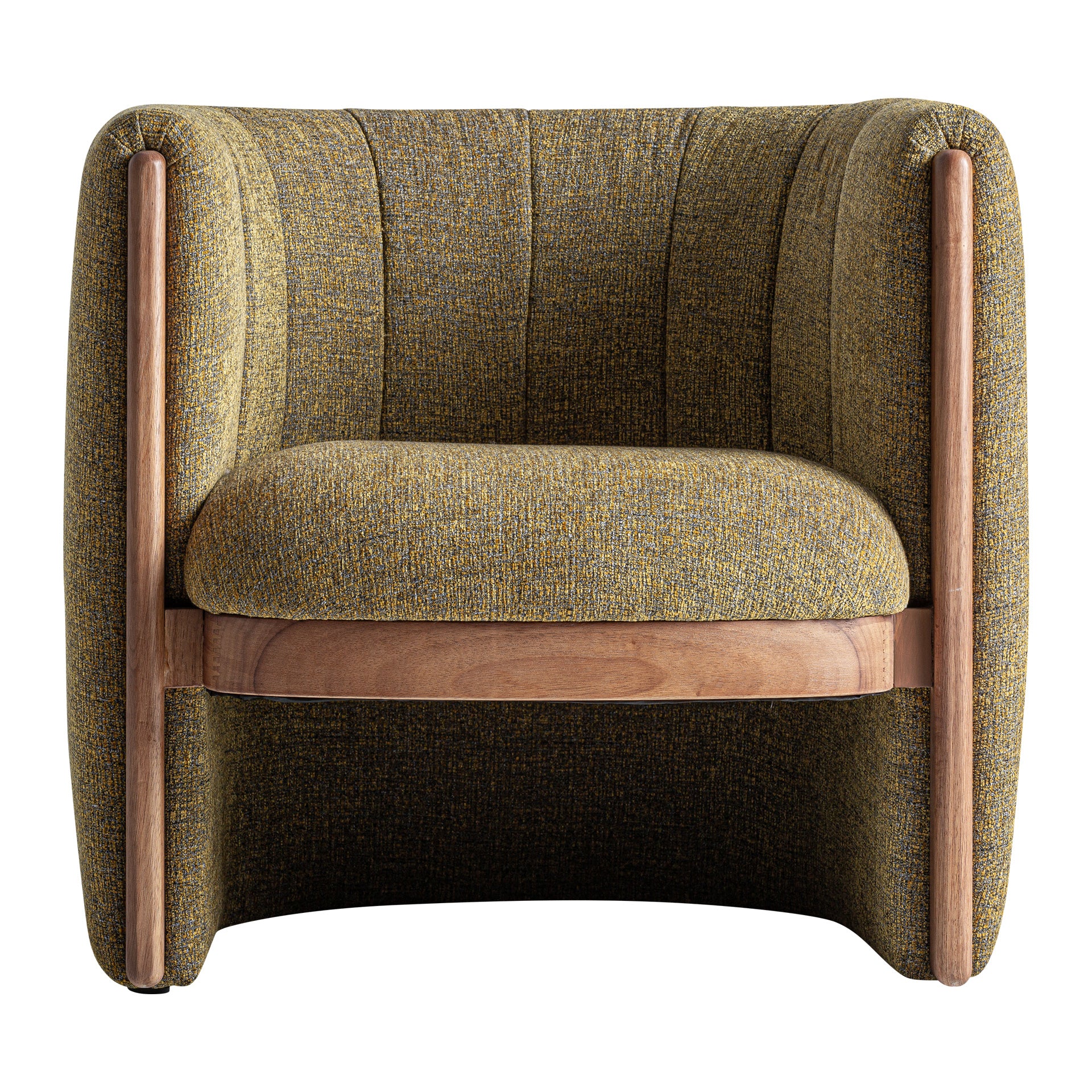 Pistachio and Yellow Upholstered Armchair with Pine Wood