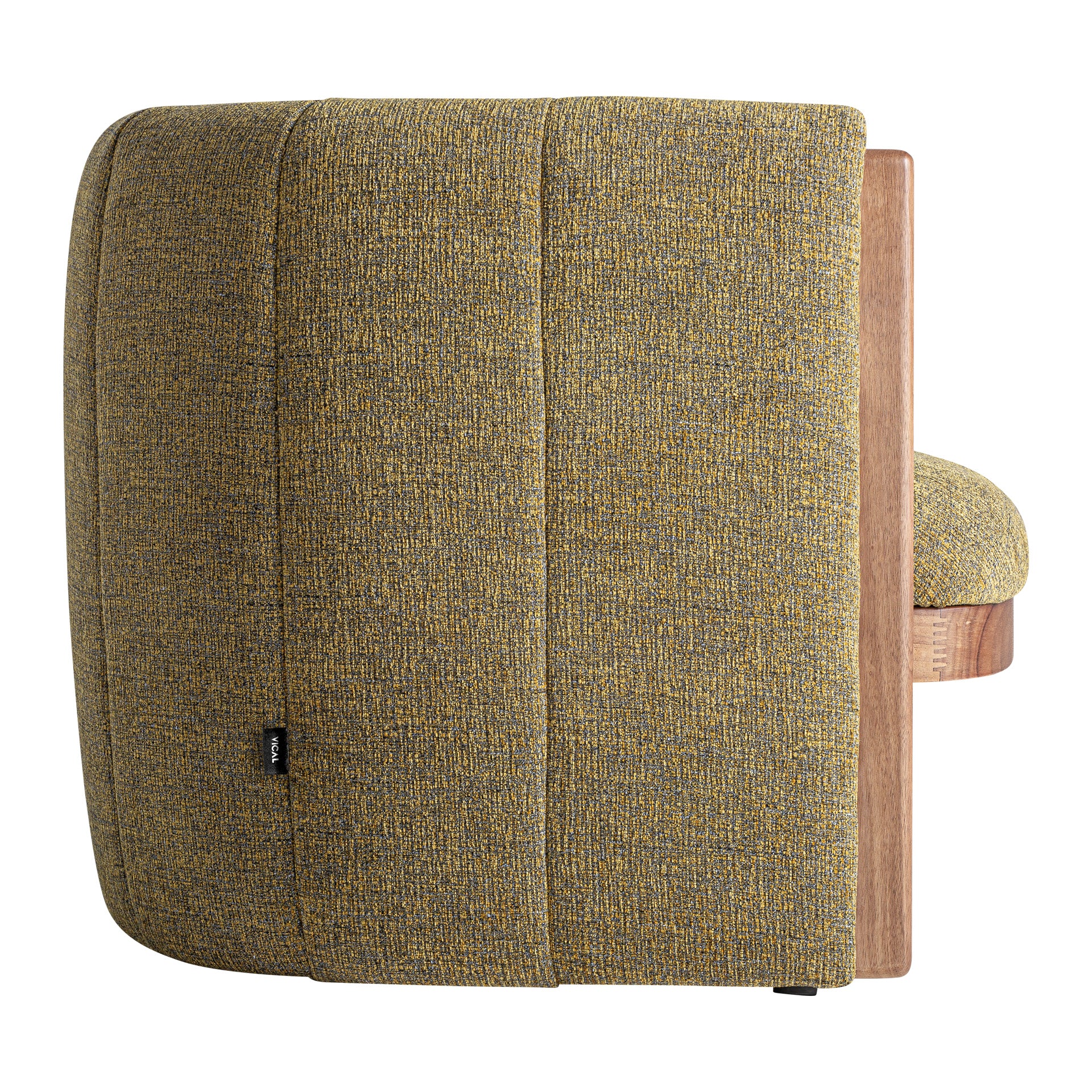 Pistachio and Yellow Upholstered Armchair with Pine Wood