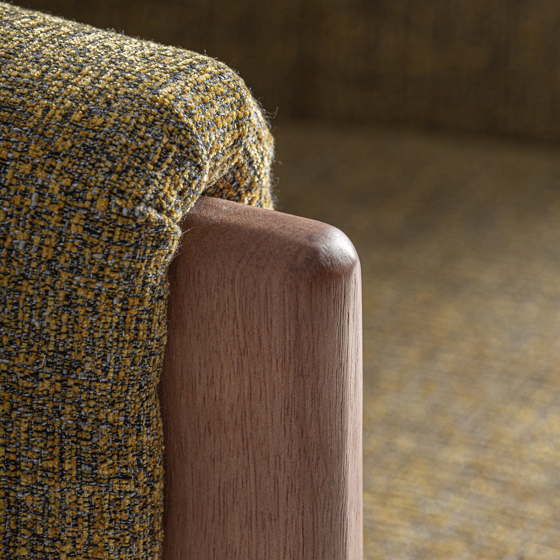 Pistachio and Yellow Upholstered Armchair with Pine Wood