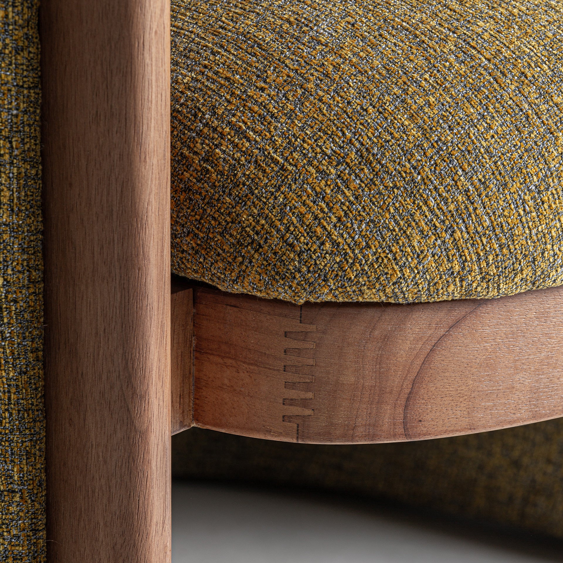 Pistachio and Yellow Upholstered Armchair with Pine Wood