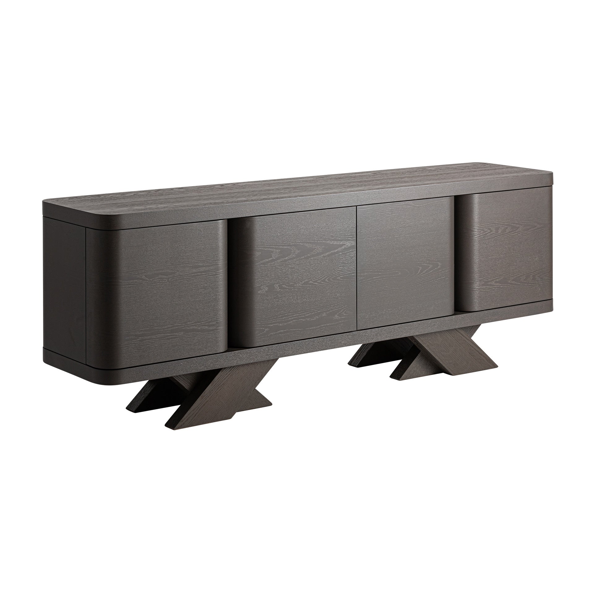 RIZE Art Deco Sideboard - Black Oak Wood Storage Cabinet