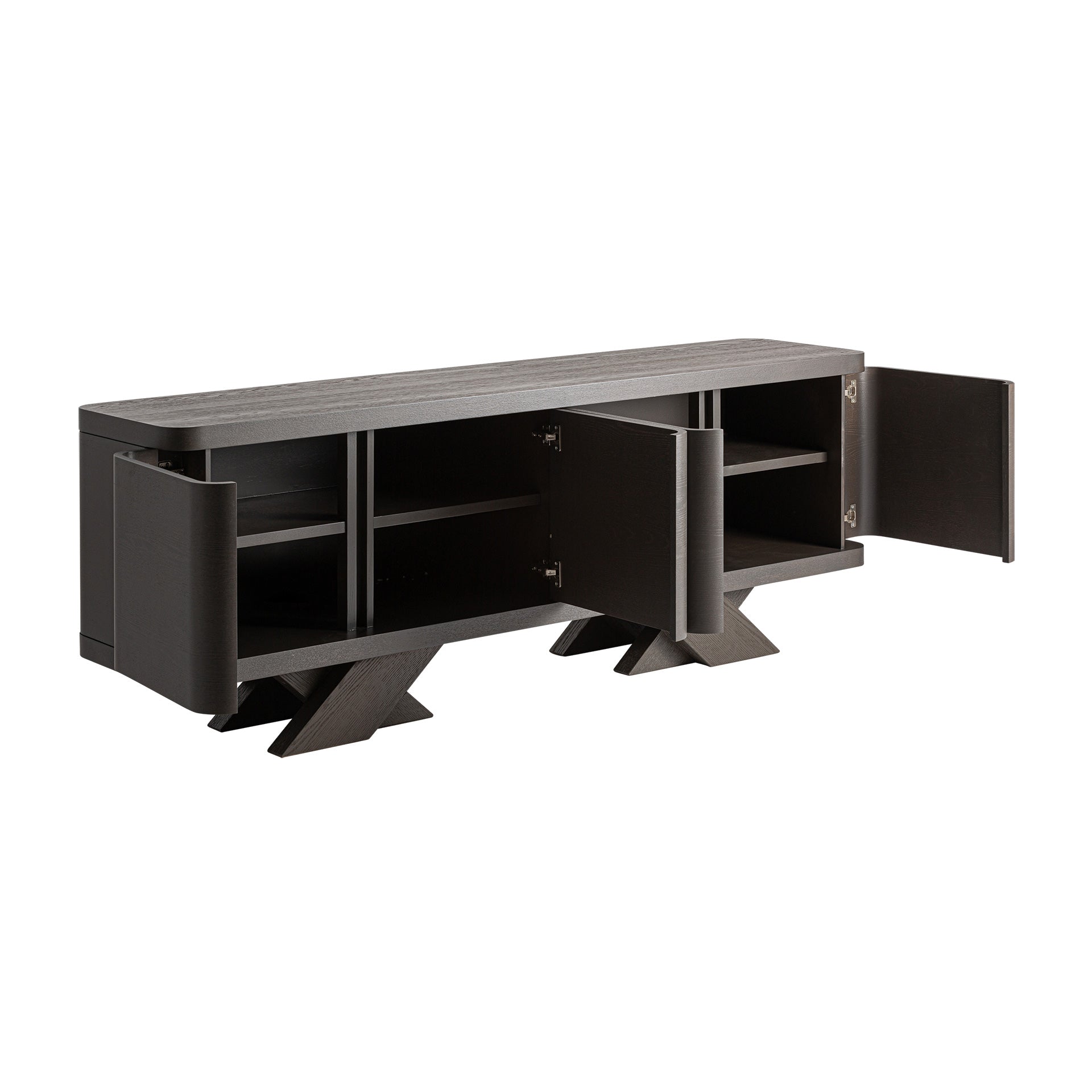 RIZE Art Deco Sideboard - Black Oak Wood Storage Cabinet