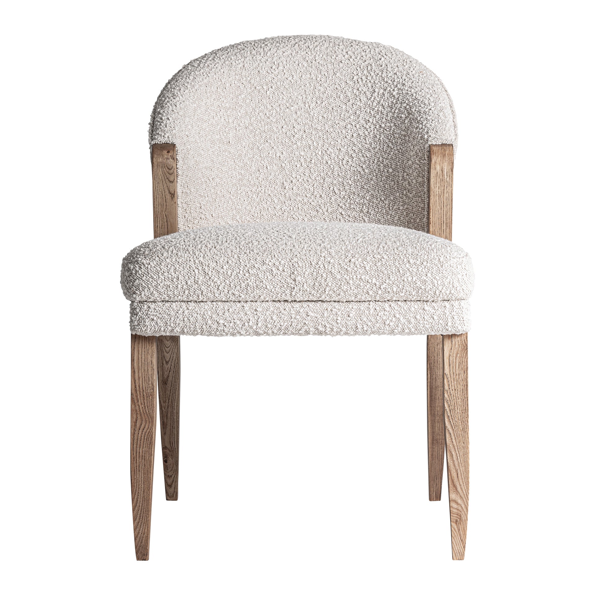 Gueret Contemporary Bouclé Chair - Brown Pine & Off-White Cotton