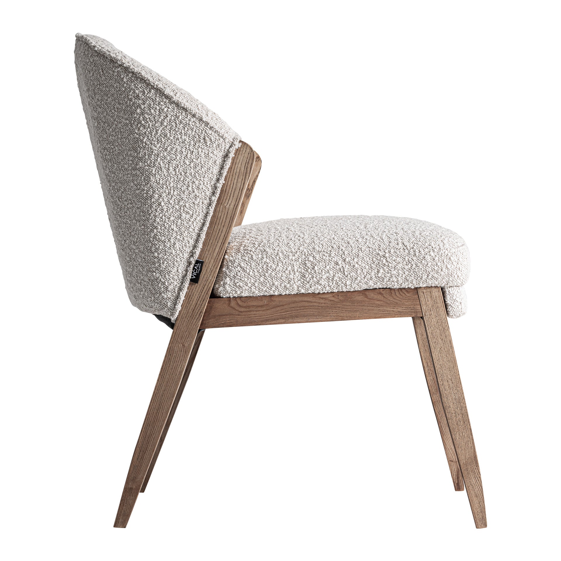 Gueret Contemporary Bouclé Chair - Brown Pine & Off-White Cotton