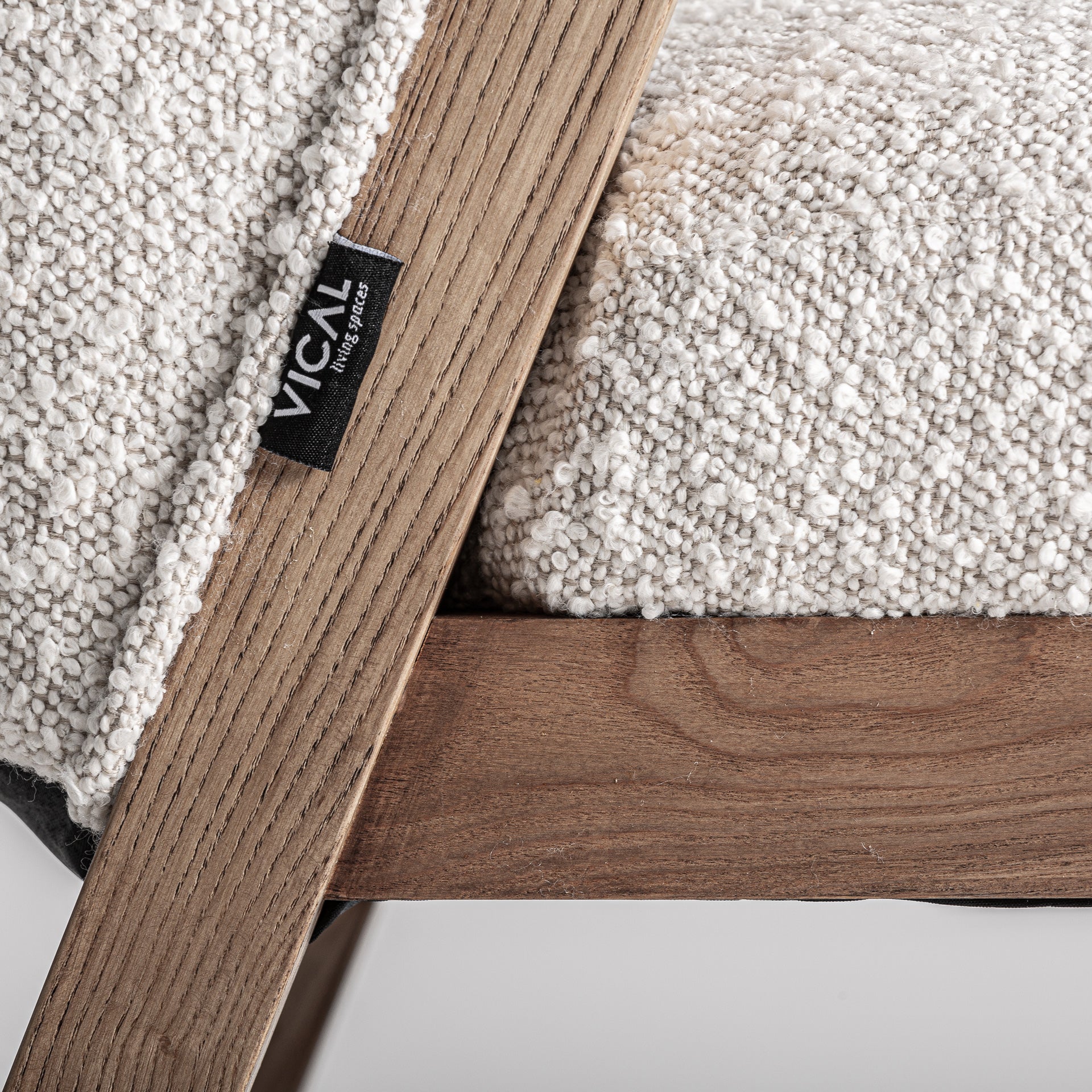 Gueret Contemporary Bouclé Chair - Brown Pine & Off-White Cotton