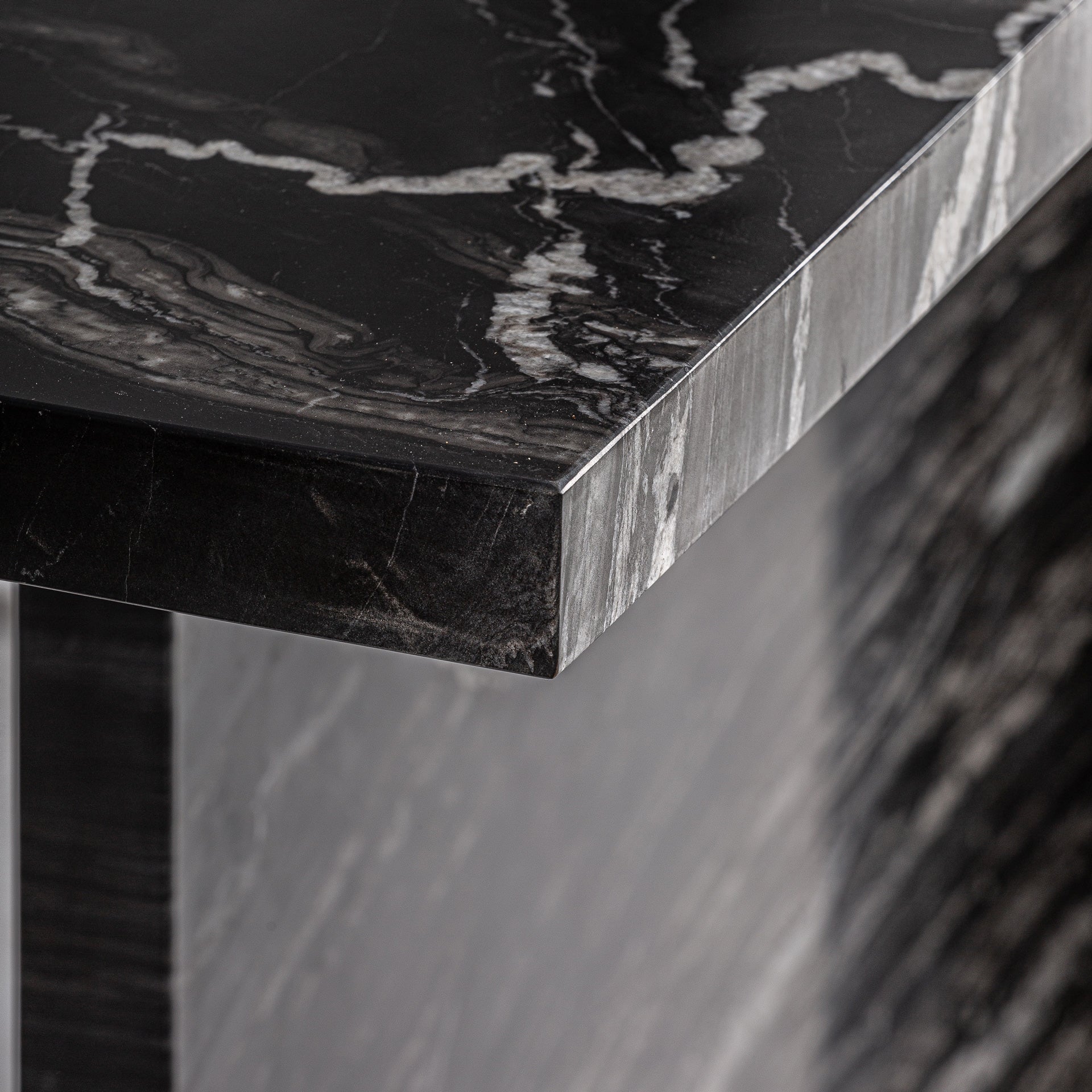 Khat Contemporary Console Table - Black Marble