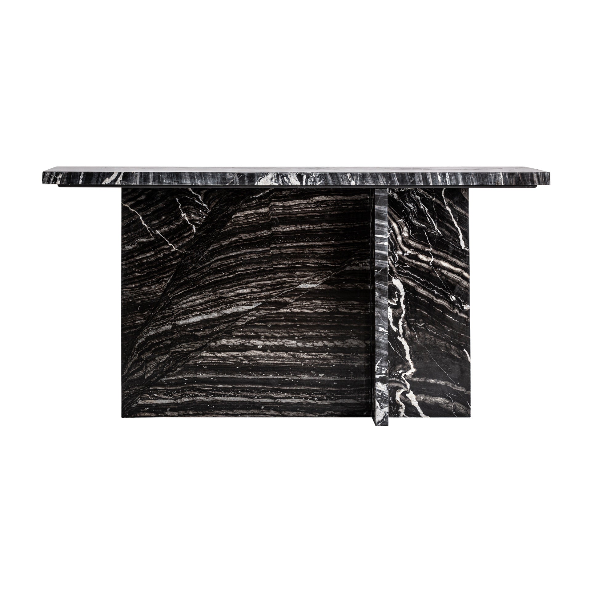 Khat Contemporary Console Table - Black Marble