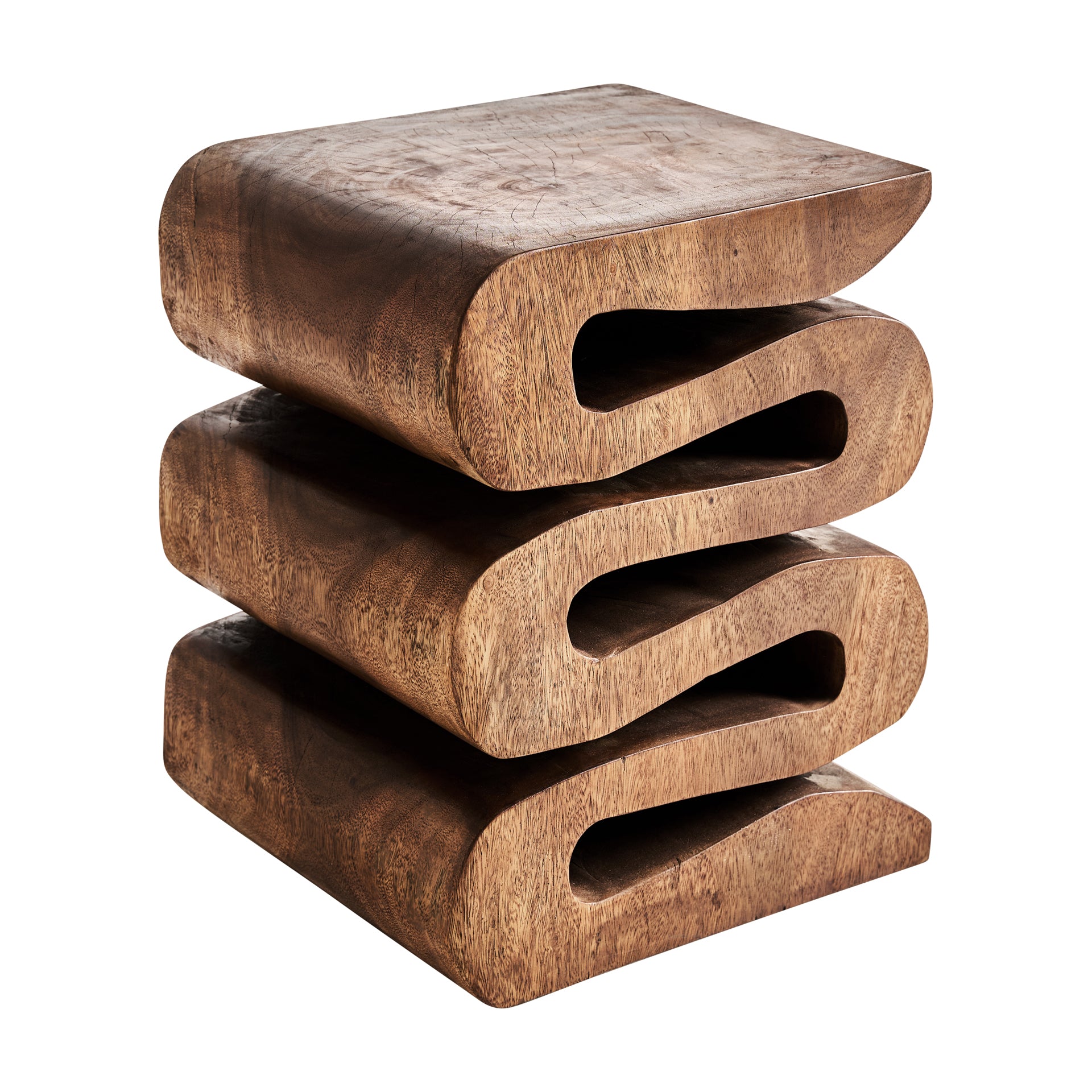 Brown Suar Wood Side Table – 40 × 40 × 50 cm