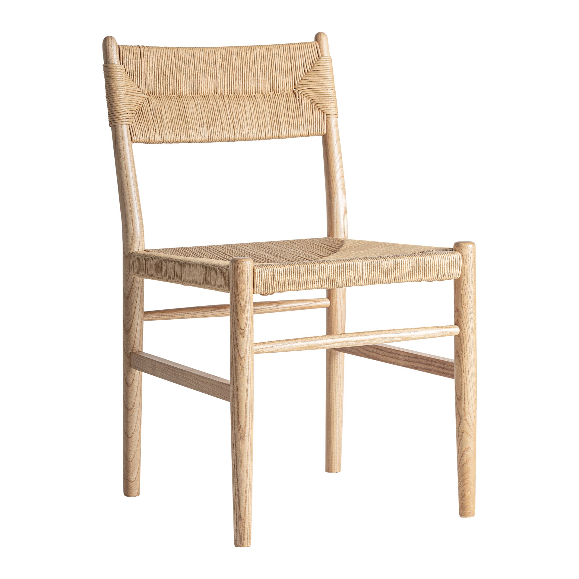Alm Boho Chair in Light Brown Elm & Natural Fibre