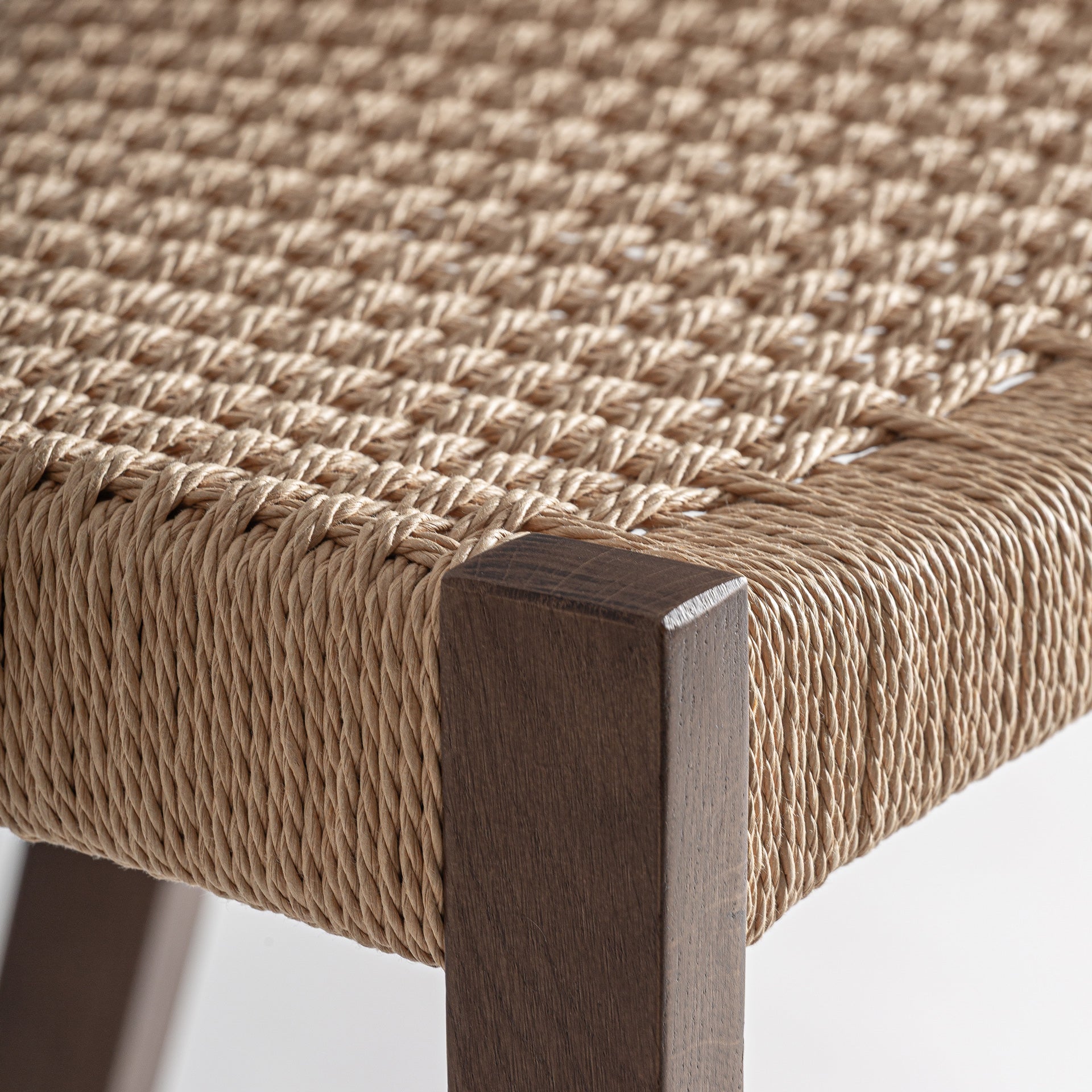 Skog Stool in Brown Oak & Natural Fibre