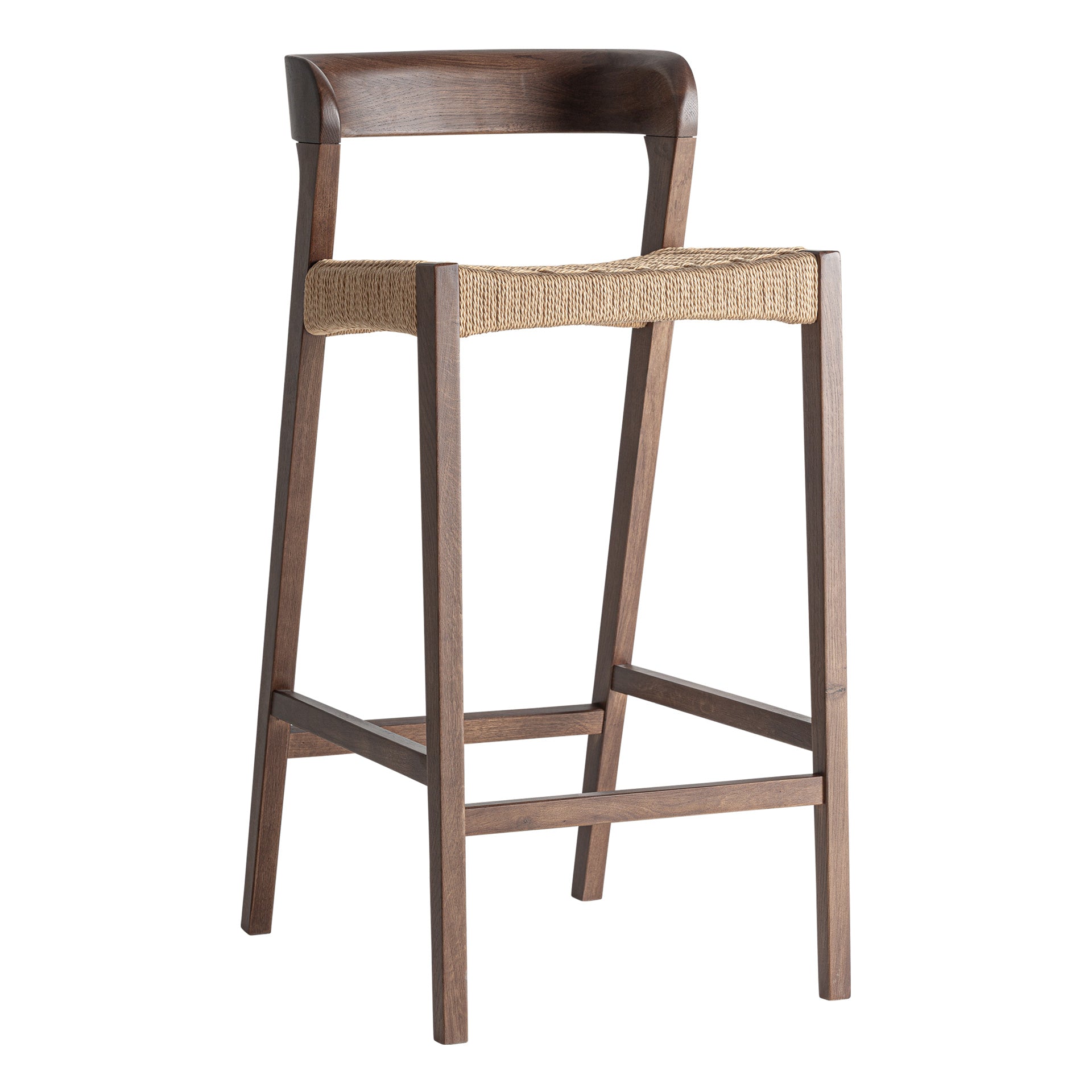 Skog Stool in Brown Oak & Natural Fibre