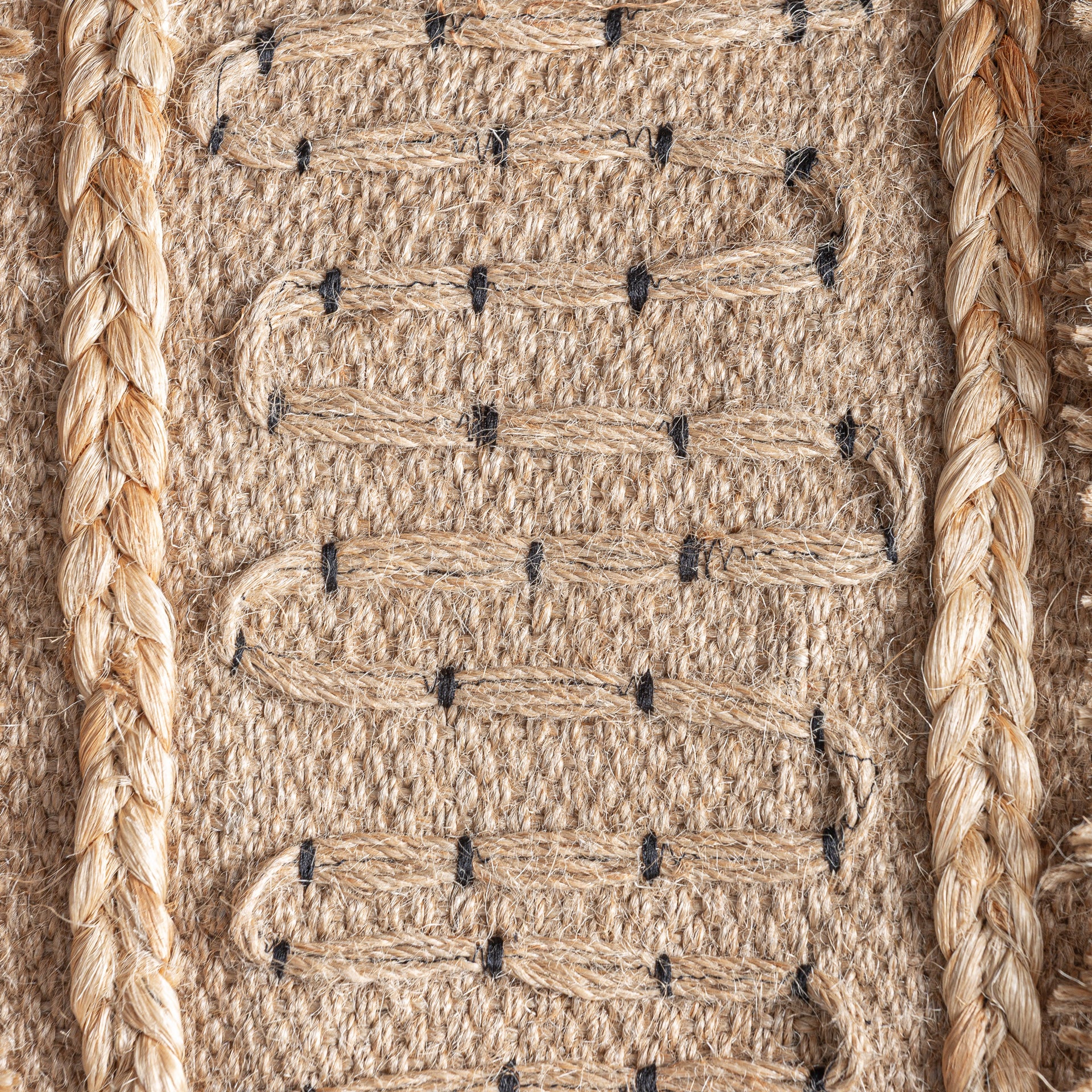 Beige Jute Boho Cushion with Polyfill – 45 × 45 cm