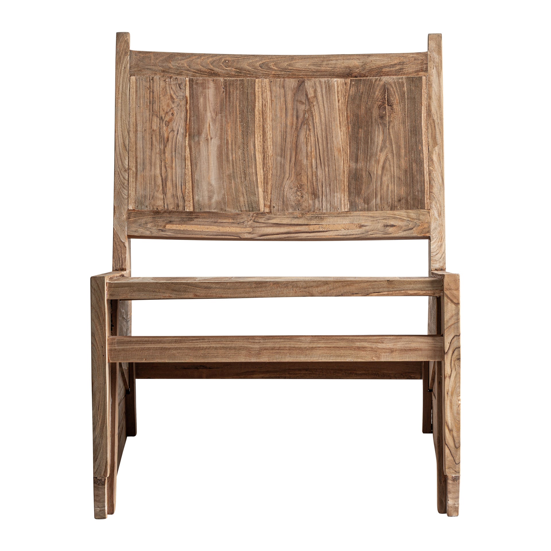 Brown Teak Wood Armchair